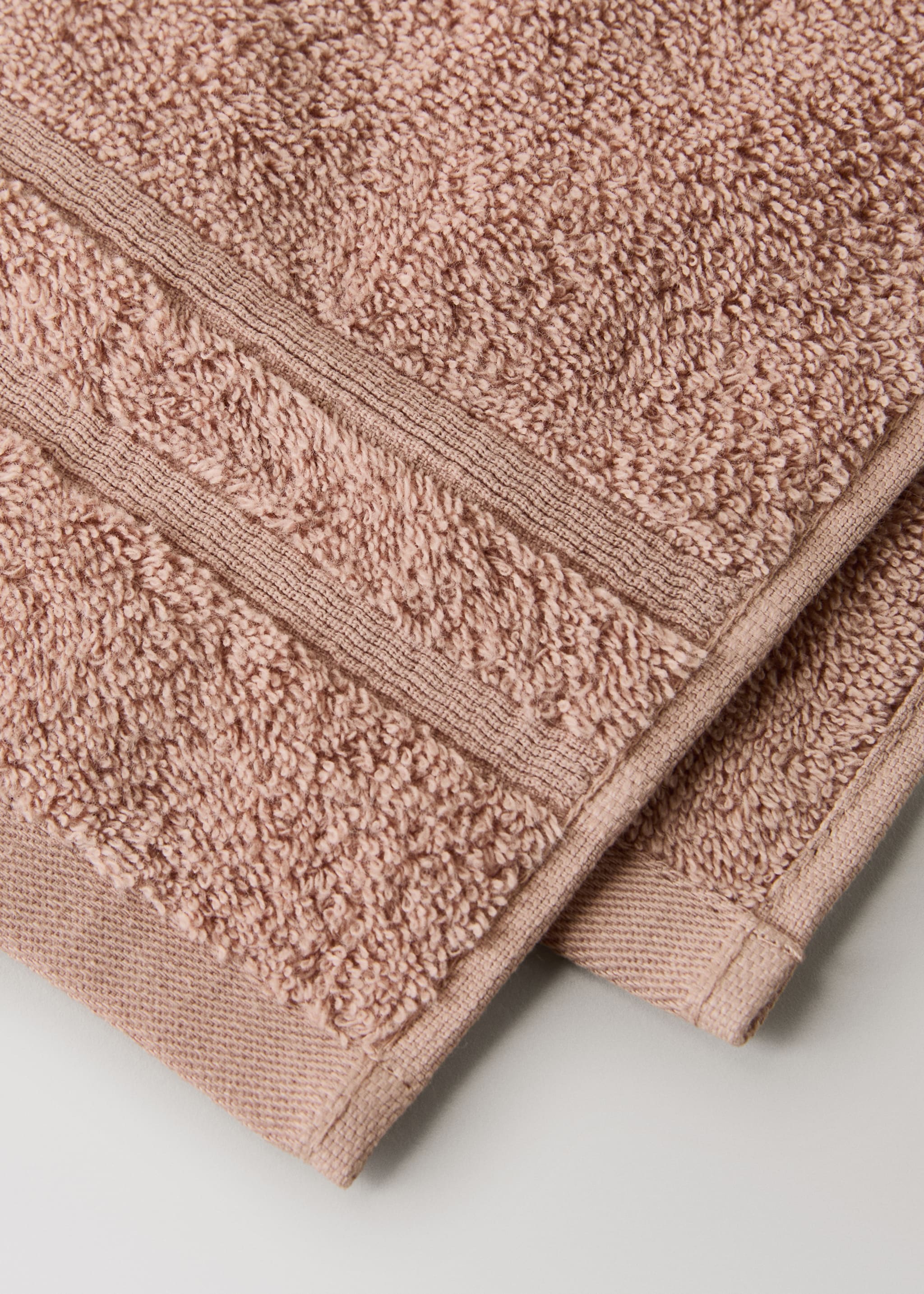 Terry cotton face towel - Details of the article 2, Nude. Ref: 27001589-00.