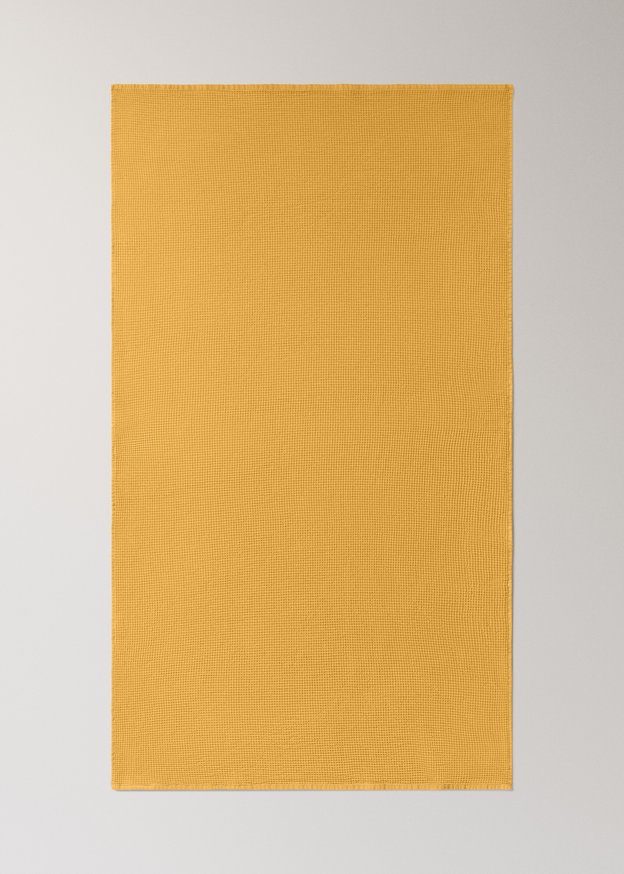 Badhanddoek van katoen met mini waffle-structuur, garment-washed - Detail van het artikel 3, Geel. Ref: 27001597-00.