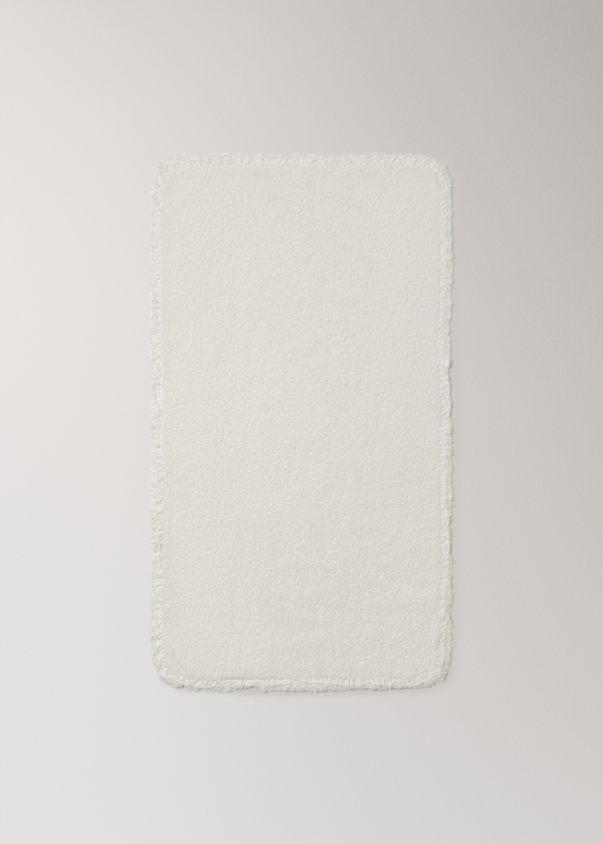 Frayed edge cotton terry hand towel with frill trim - Details of the article 3, Ecru. Ref: 27001600-00.