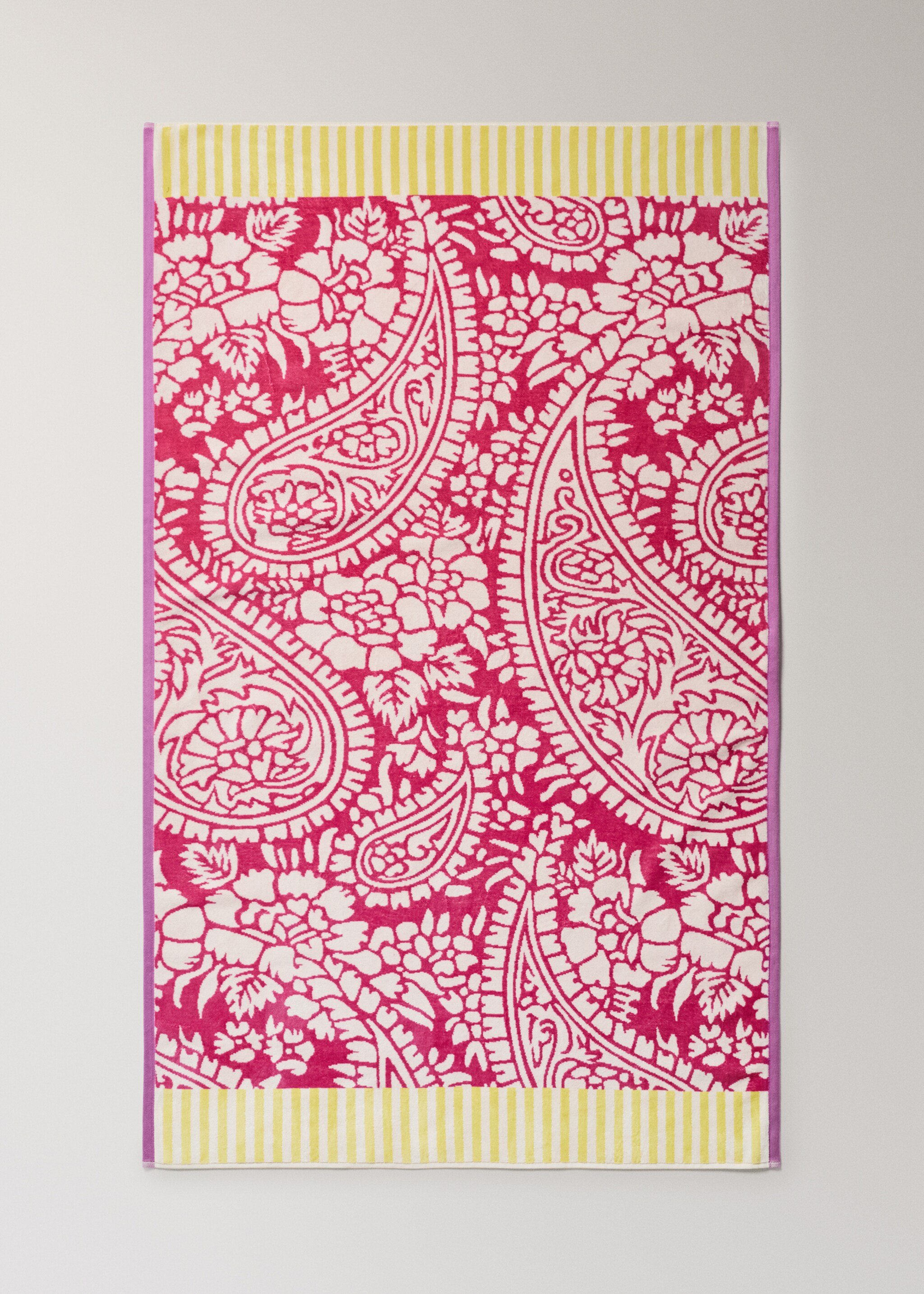 Baumwoll-Badetuch mit Jacquard-Frottee, mehrfarbig - Detail des Artikels 3, Rosa. Ref: 27001612-00.