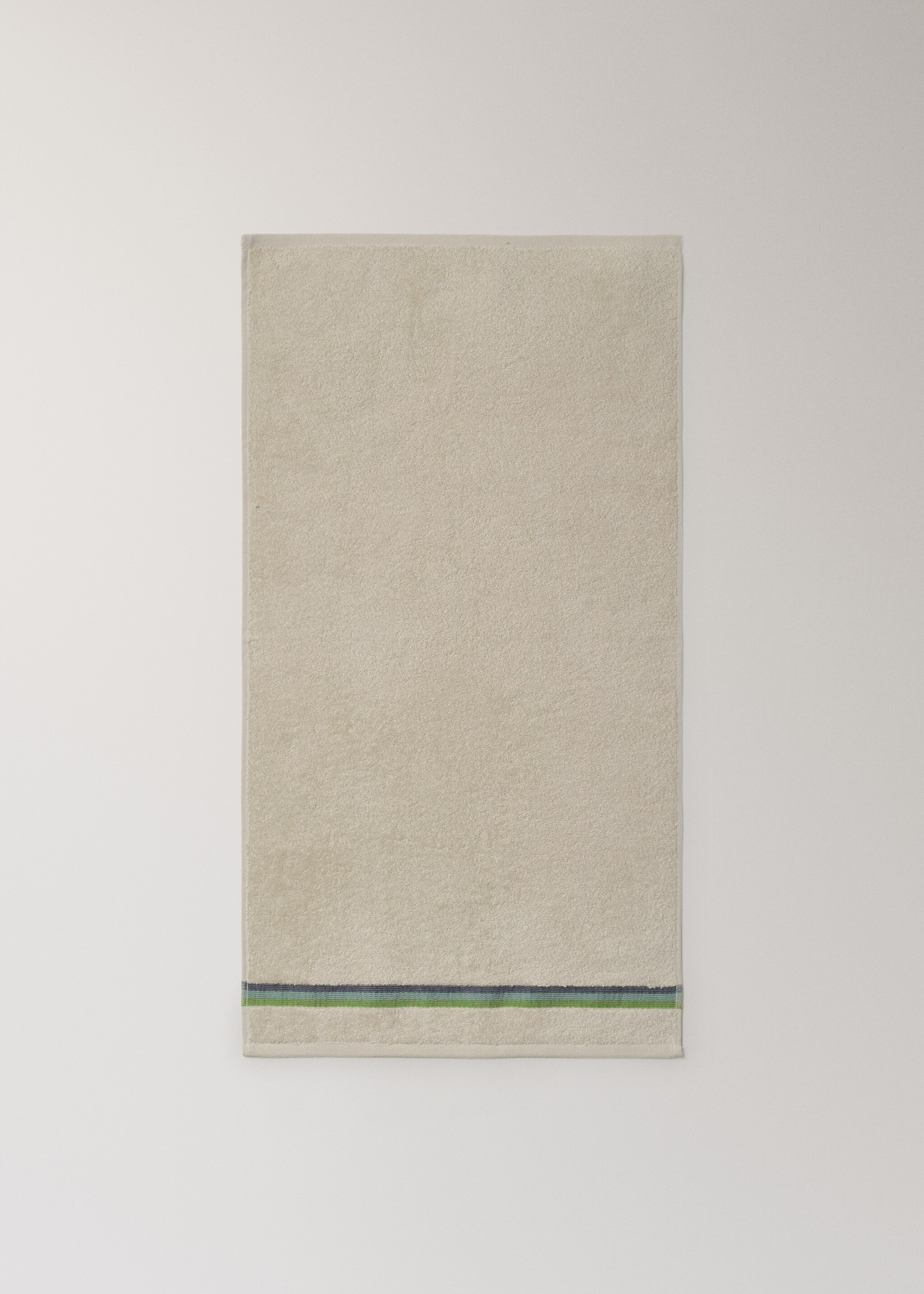 Washbasin towel with striped trim - Details of the article 3, Aqua Green. Ref: 27001620-00.