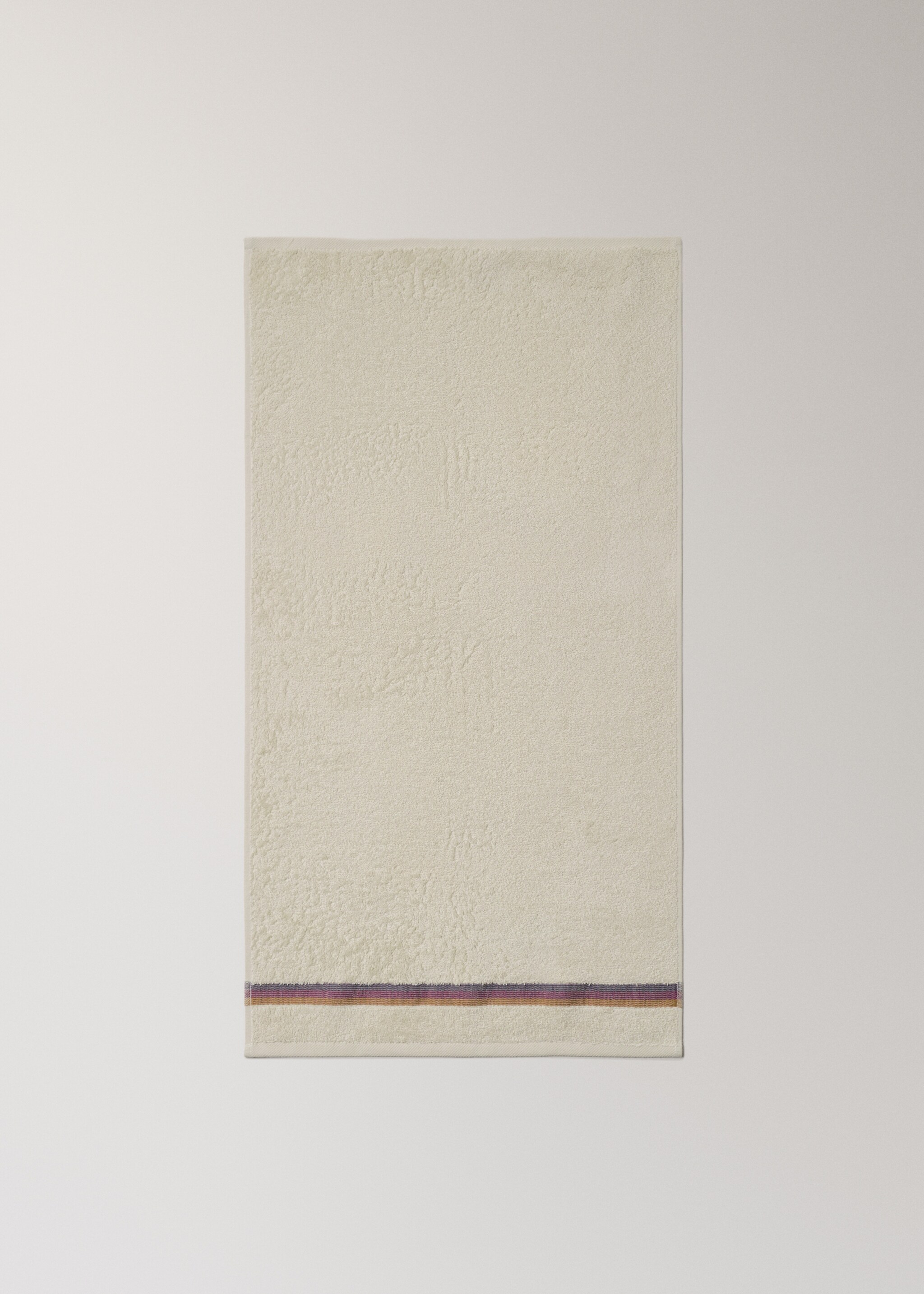 Washbasin towel with striped trim - Details of the article 3, Lavender. Ref: 27001620-00.