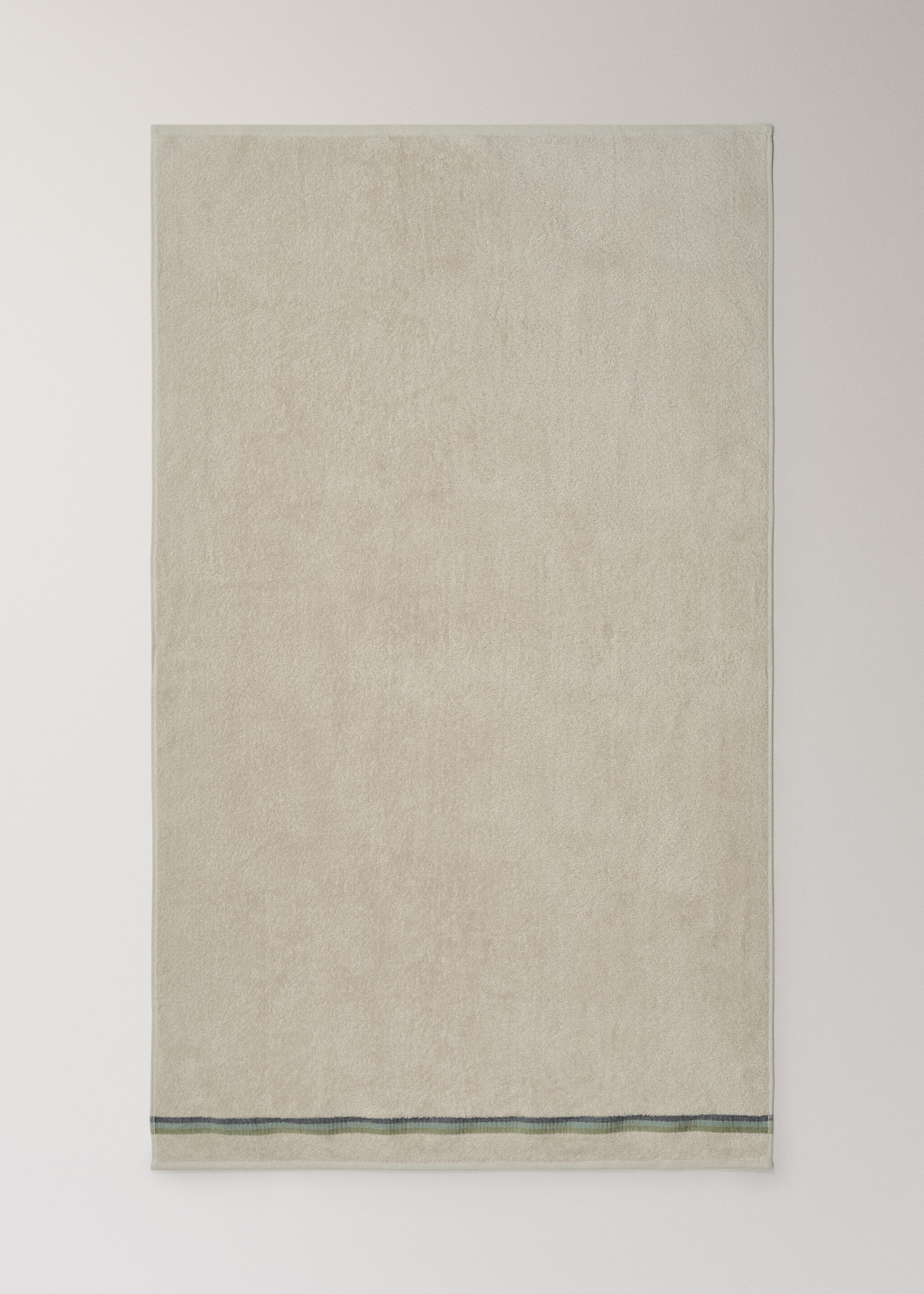 Bath towel with striped trim - Details of the article 3, Aqua Green. Ref: 27001621-00.