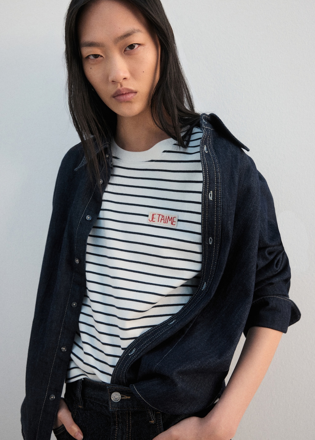 Striped shirt with embroidered details