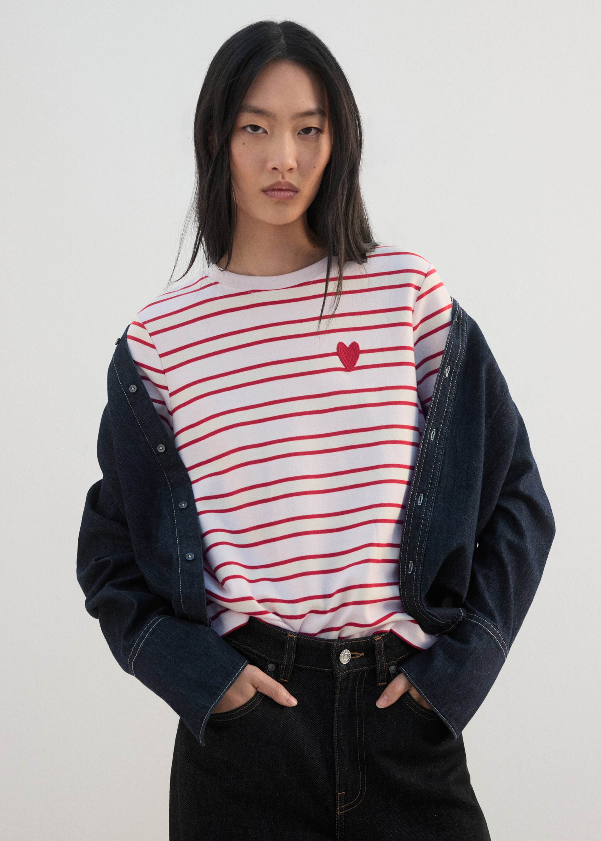 Camisa rayas detalles bordados - Detalle del artículo 2, Rojo. Ref: 27002543-00.