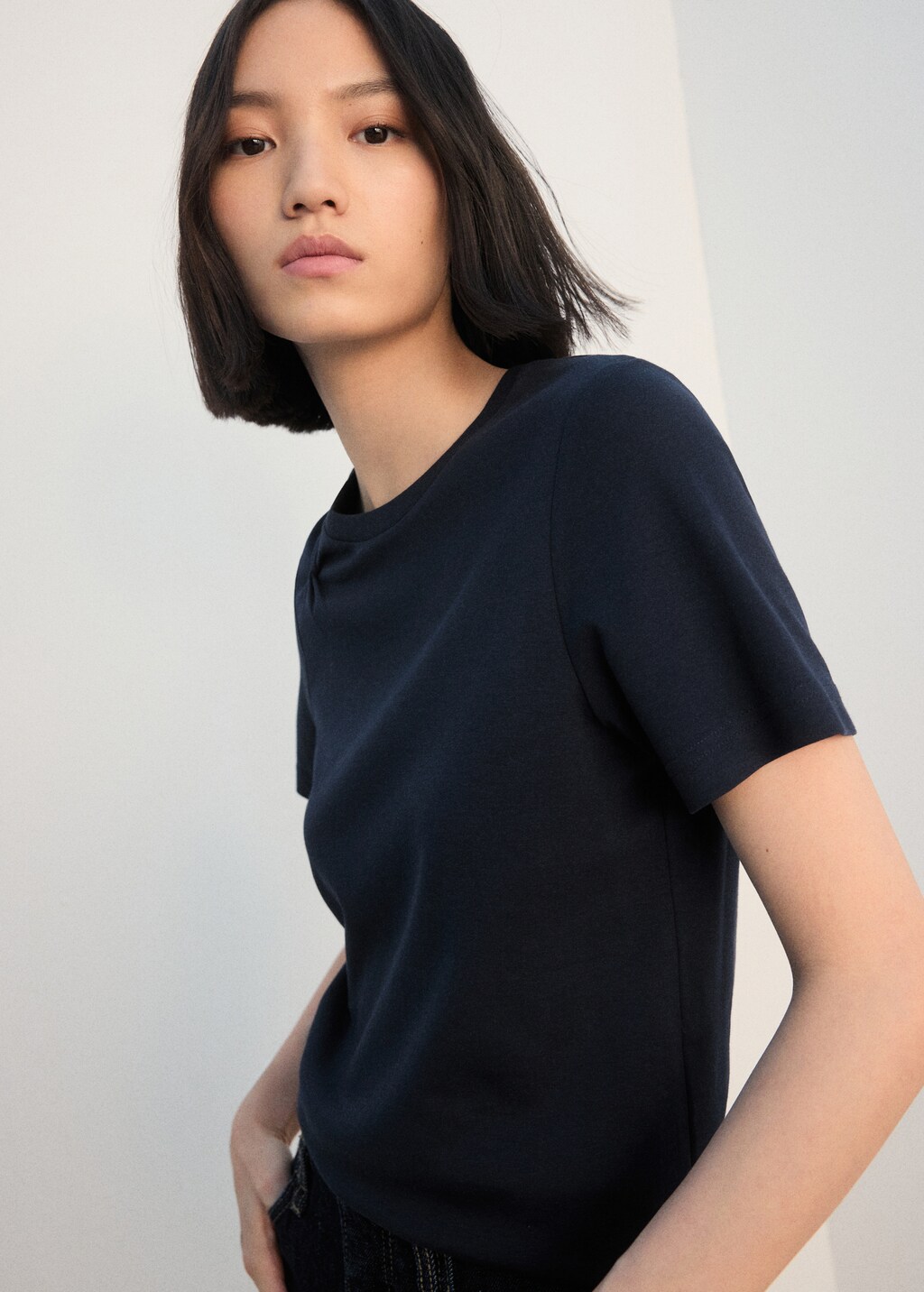 Mango Cotton t-shirt with pucker detail