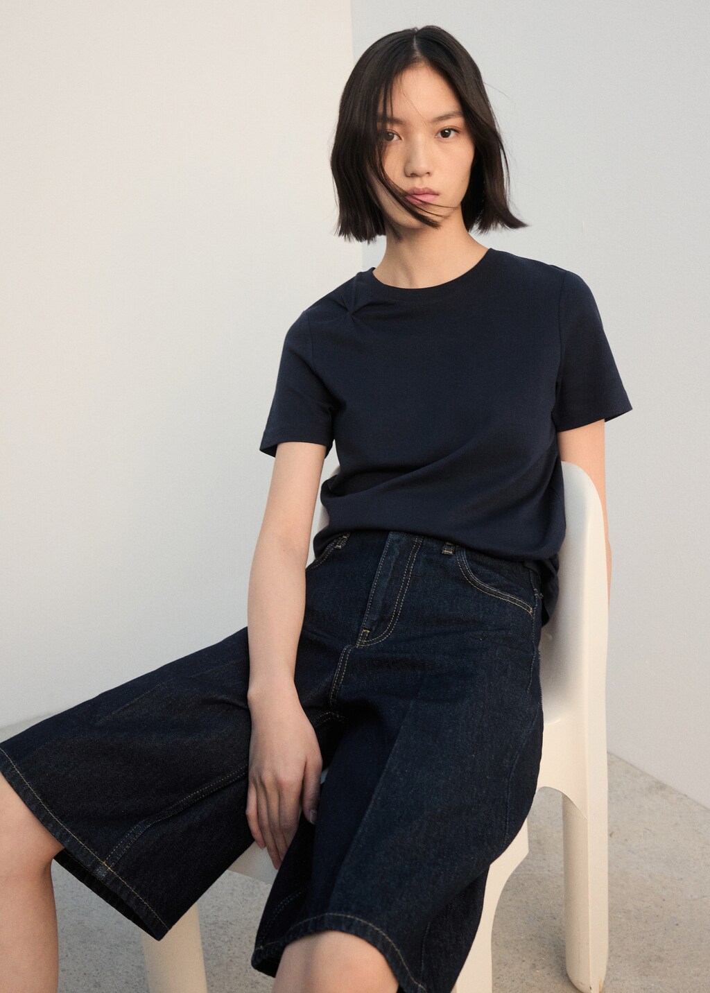 Mango Cotton t-shirt with pucker detail
