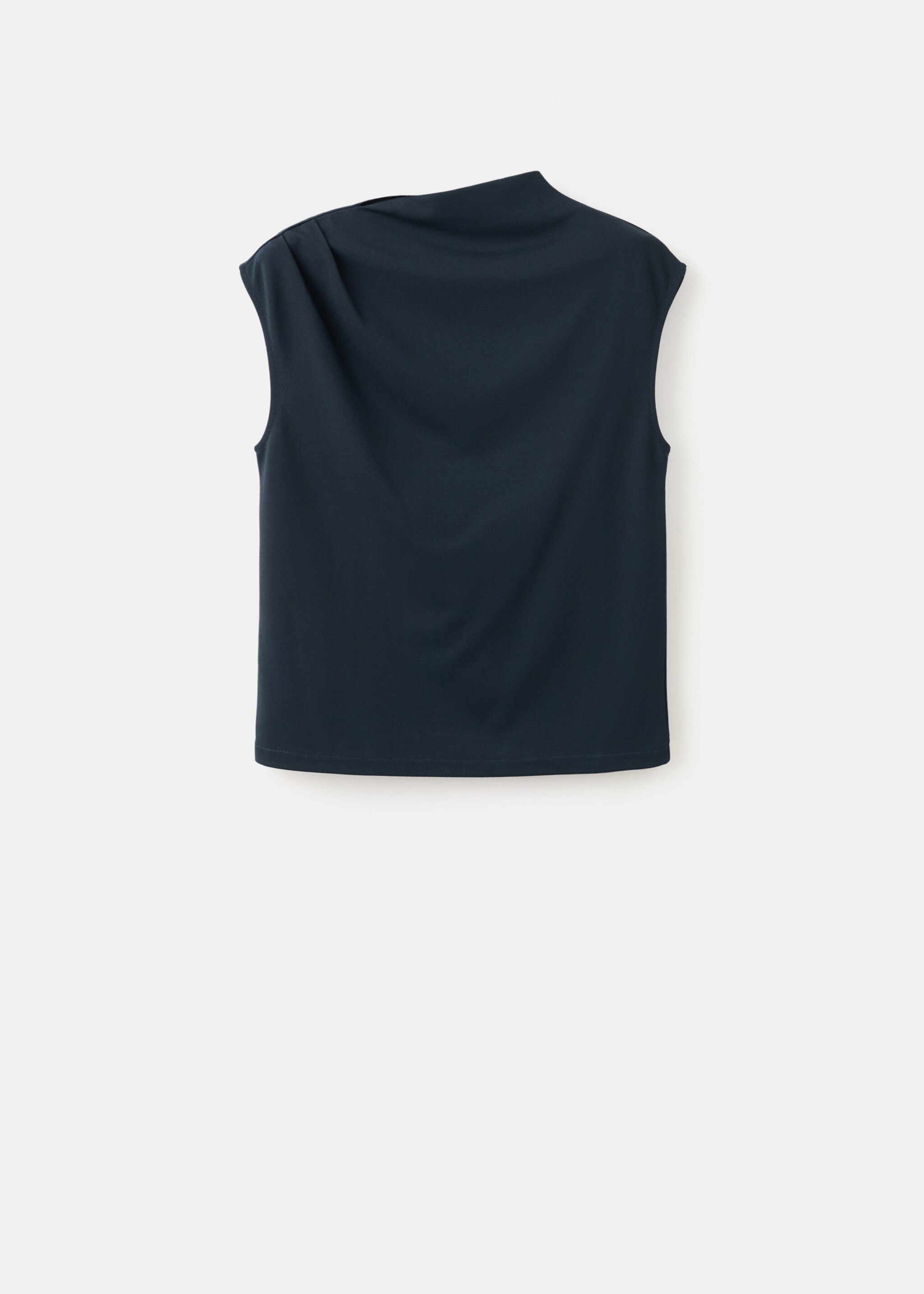 T-shirt col asymétrique froncé - Article sans modèle, Bleu marine. Ref: 27002545-00.