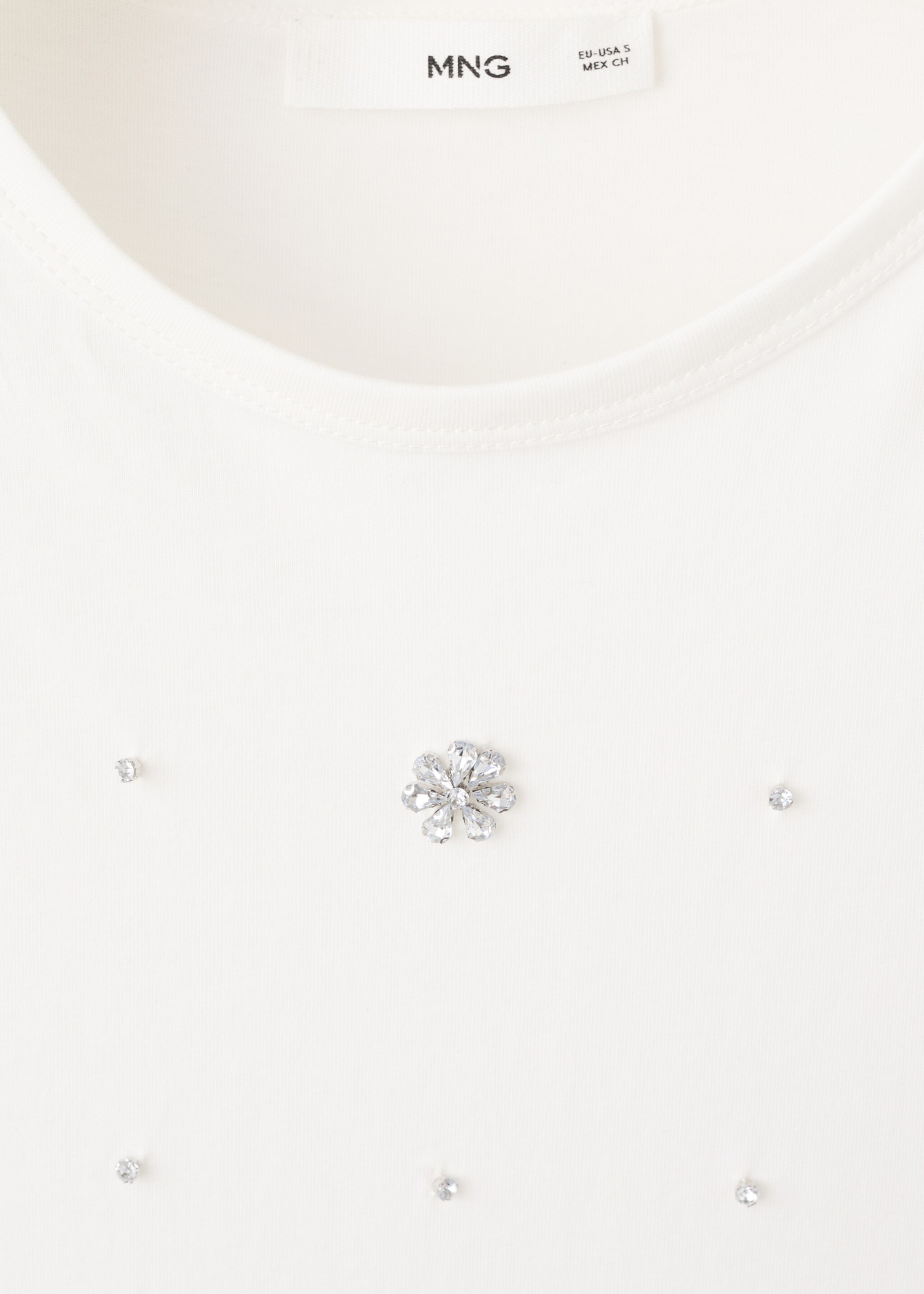 Camiseta algodón strass - Detalle del artículo 0, Blanco. Ref: 27002546-00.