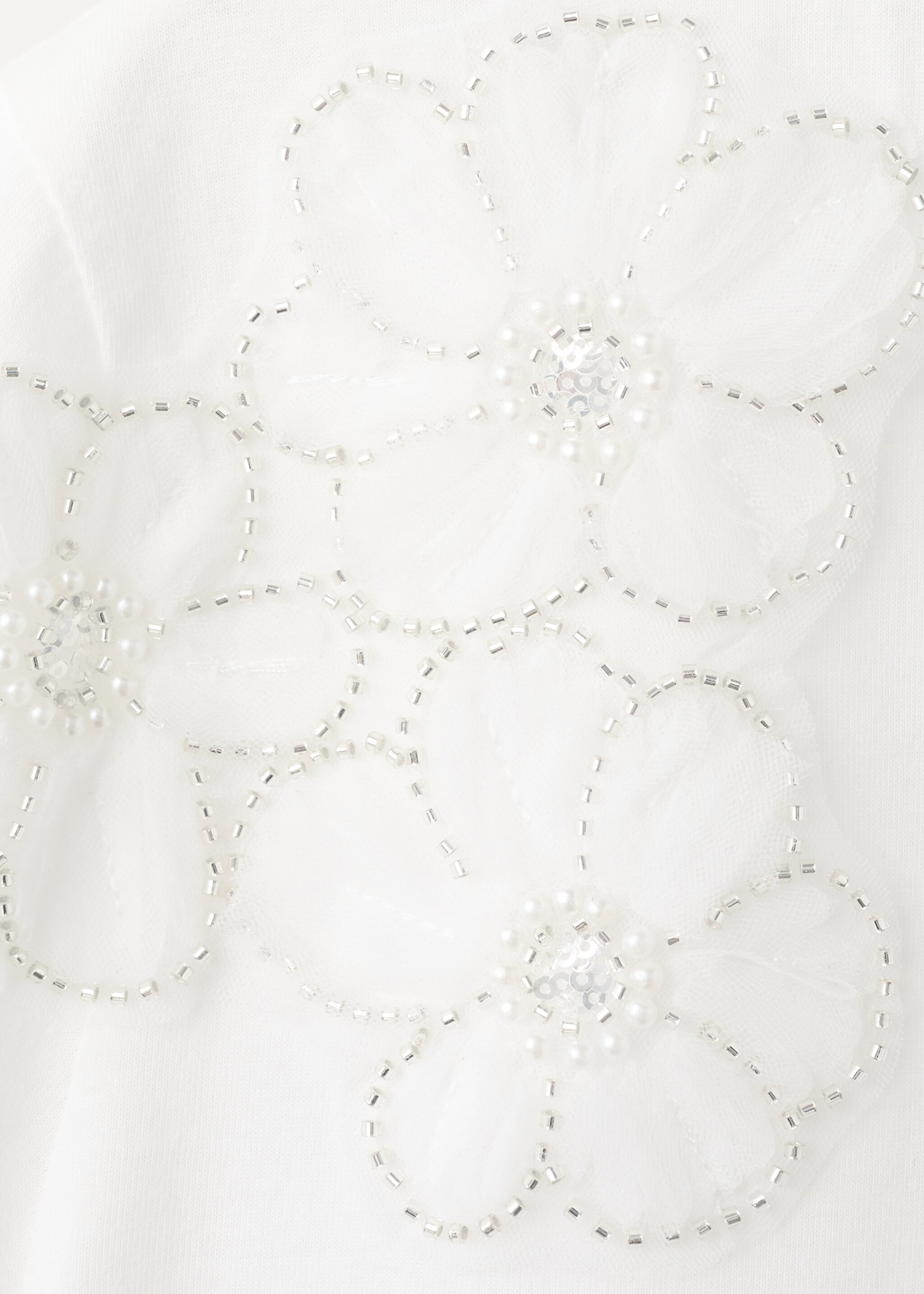 Floral-embroidered cotton t-shirt - Details of the article 8, Off White. Ref: 27002547-00.