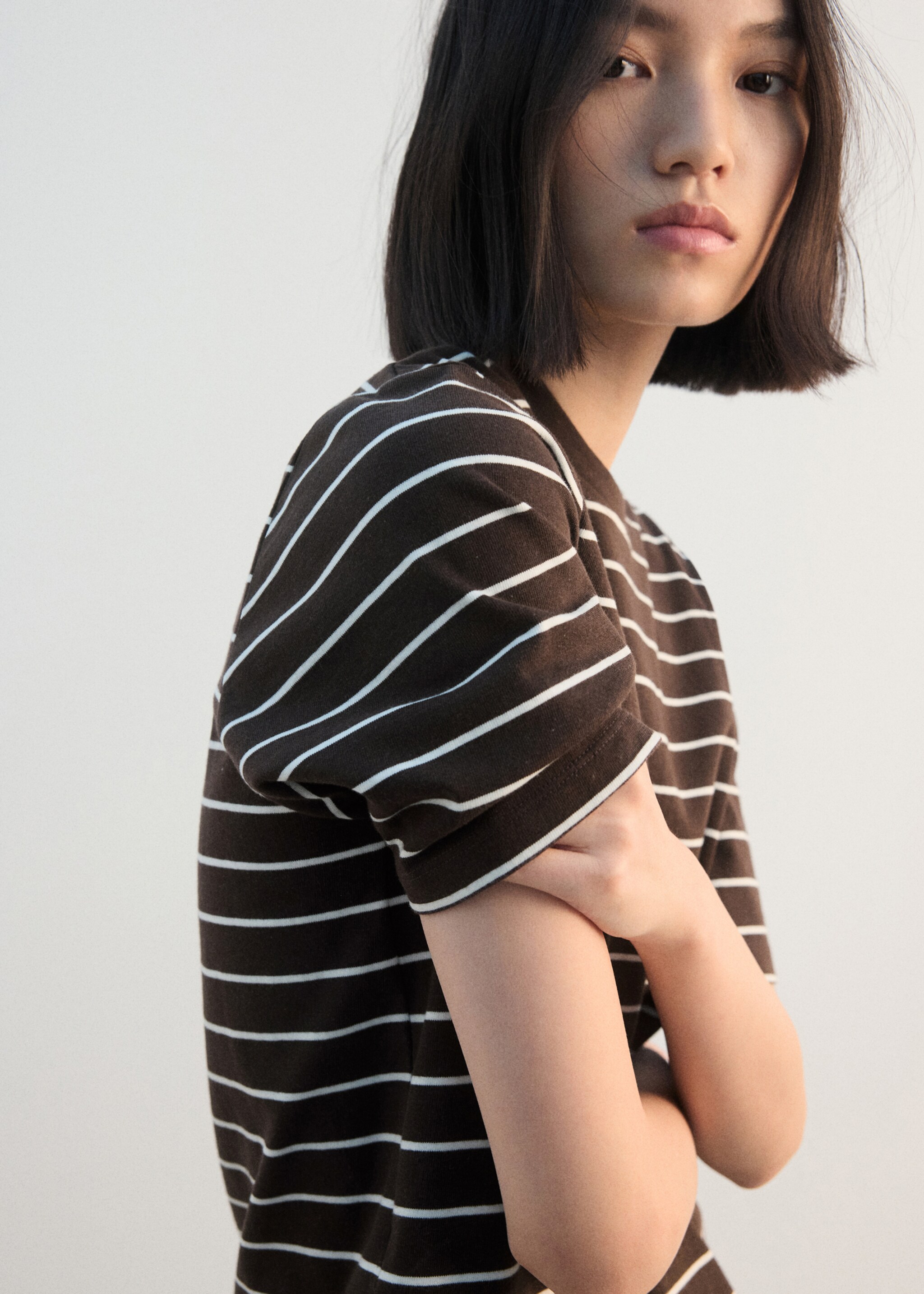 条纹棉质T恤 - null, 褐色. Ref: 27002549-00.