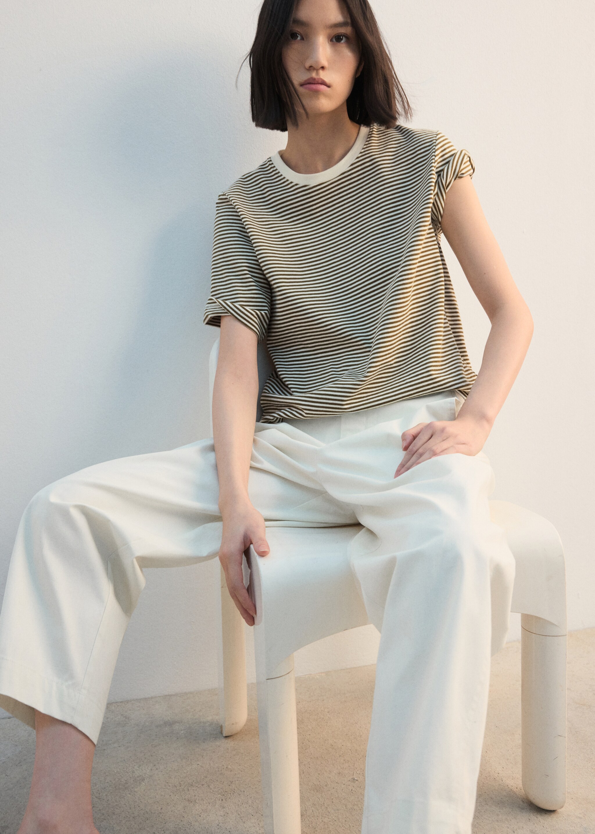 Camiseta algodón rayas - Detalle del artículo 6, Verde pastel. Ref: 27002549-00.