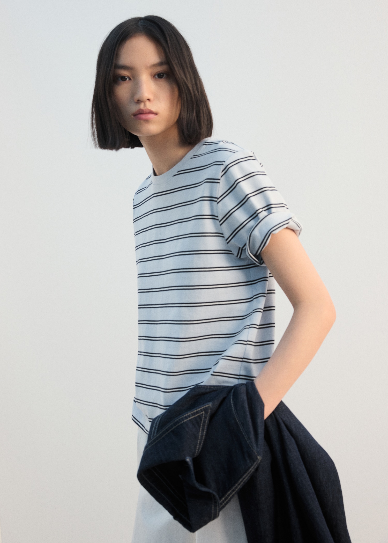 Camiseta algodón rayas - Plano medio