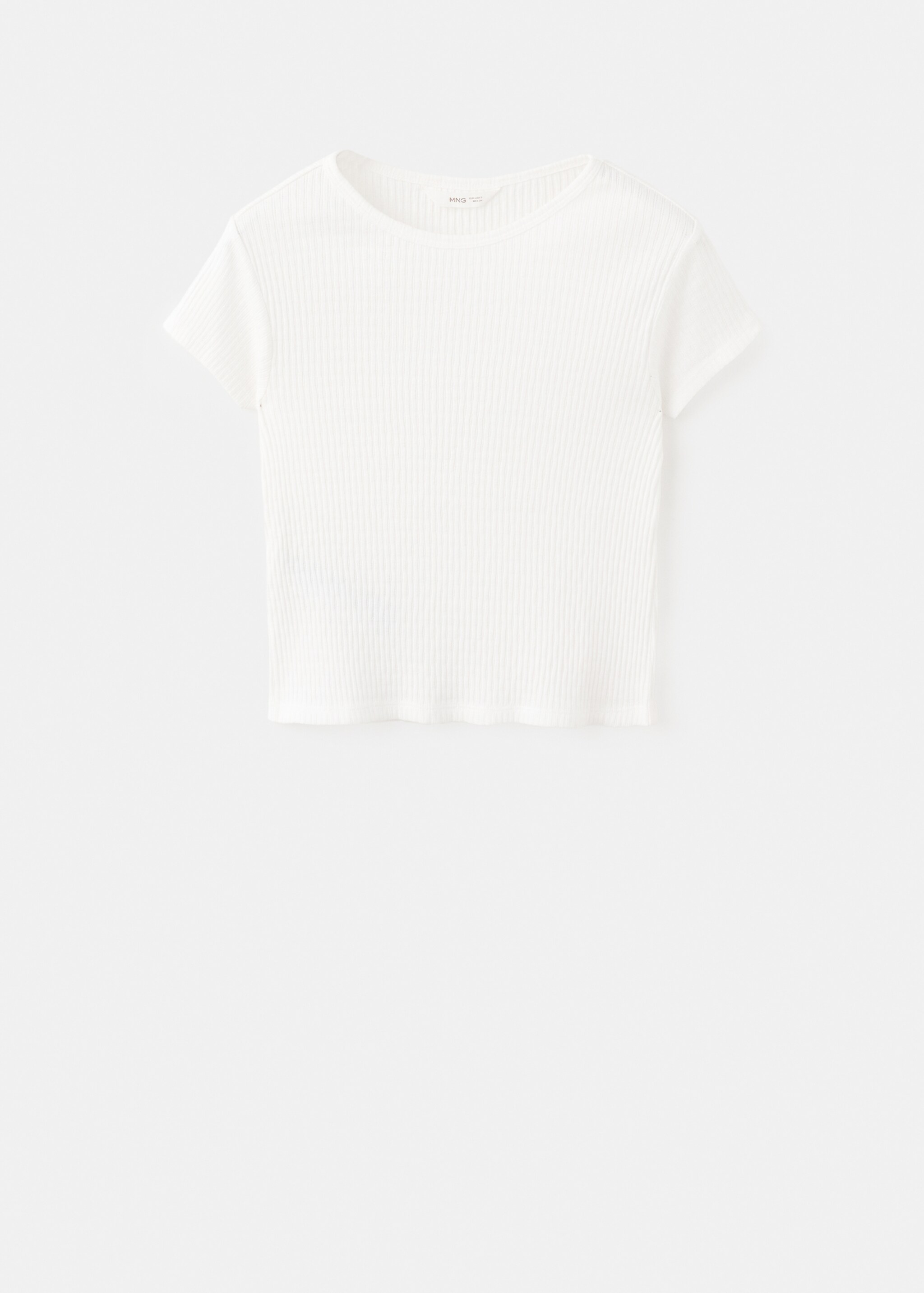 T-shirt manches courtes maille côtelée - Article sans modèle, Blanc cassé. Ref: 27002550-00.