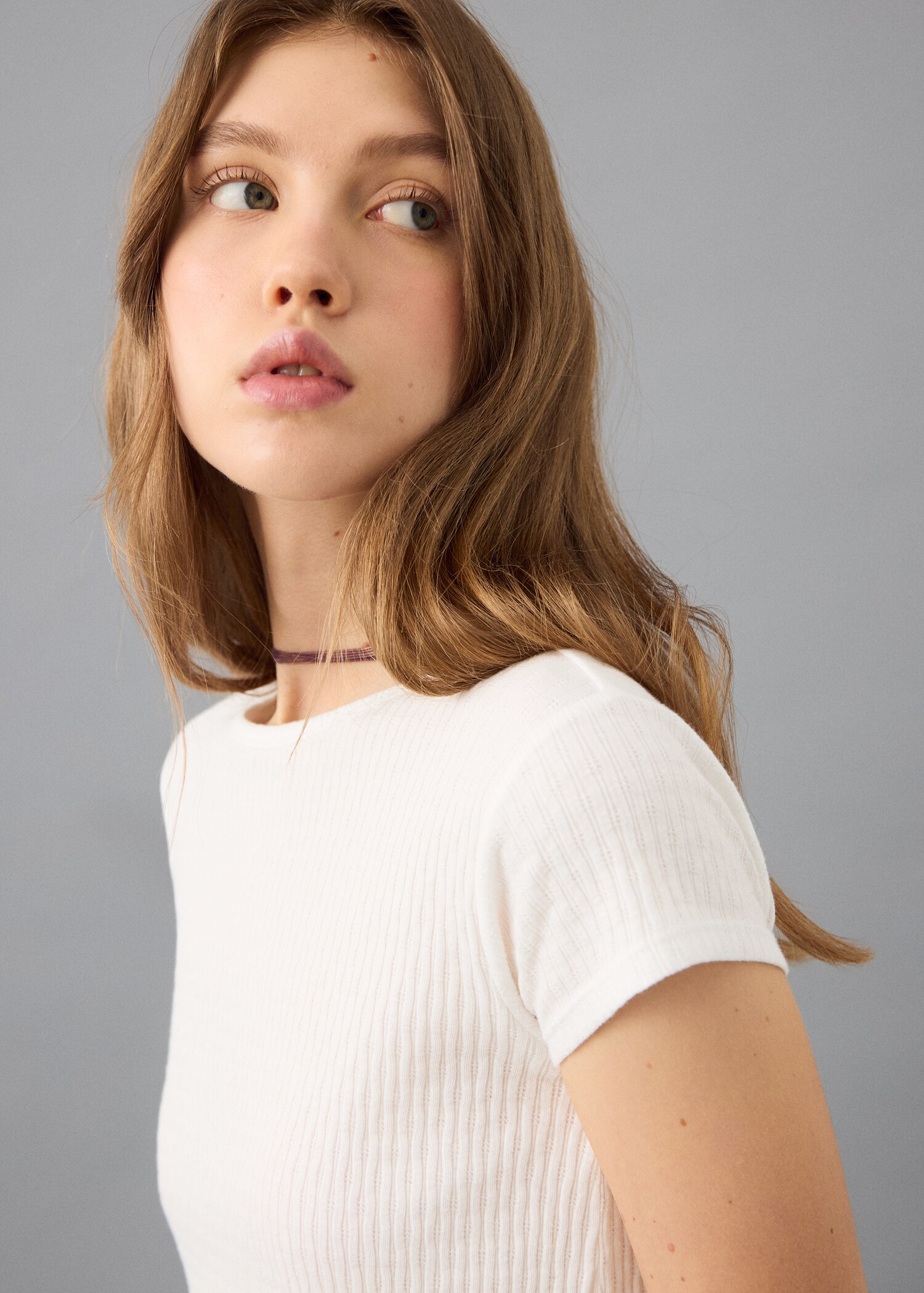 T-shirt manches courtes maille côtelée - Détail de l'article 1