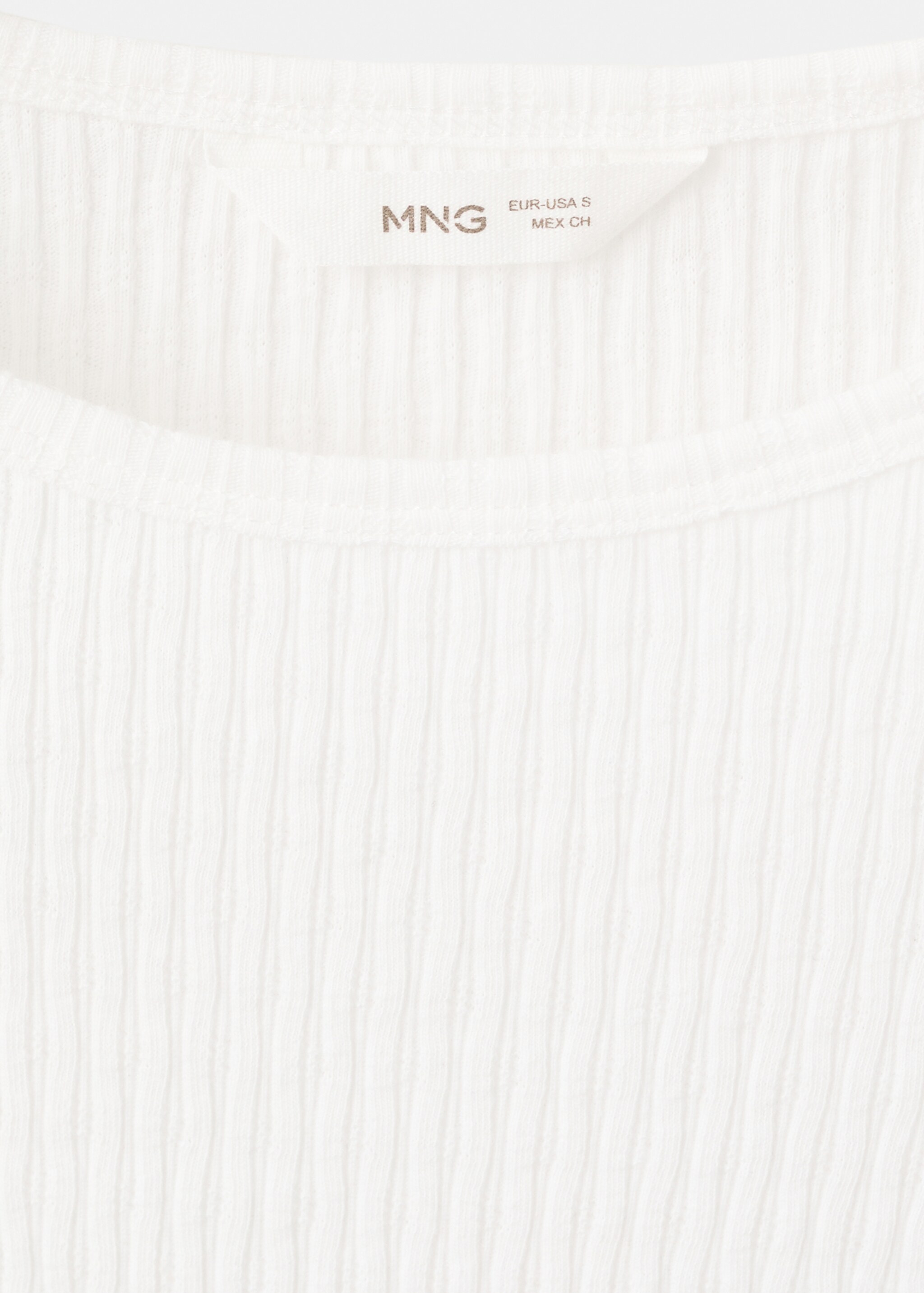 T-shirt manches courtes maille côtelée - Détail de l'article 8, Blanc cassé. Ref: 27002550-00.