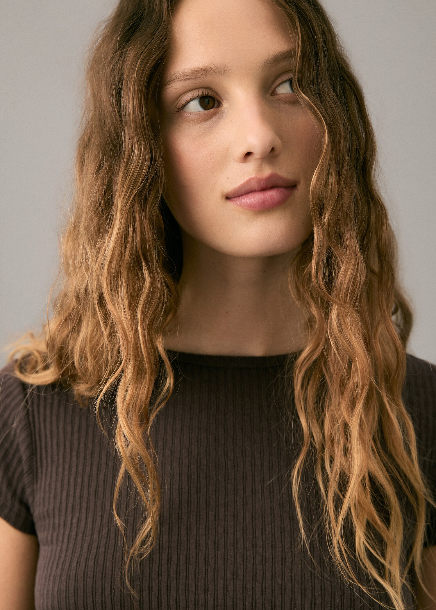 T-shirt manches courtes maille côtelée - Détail de l'article 1