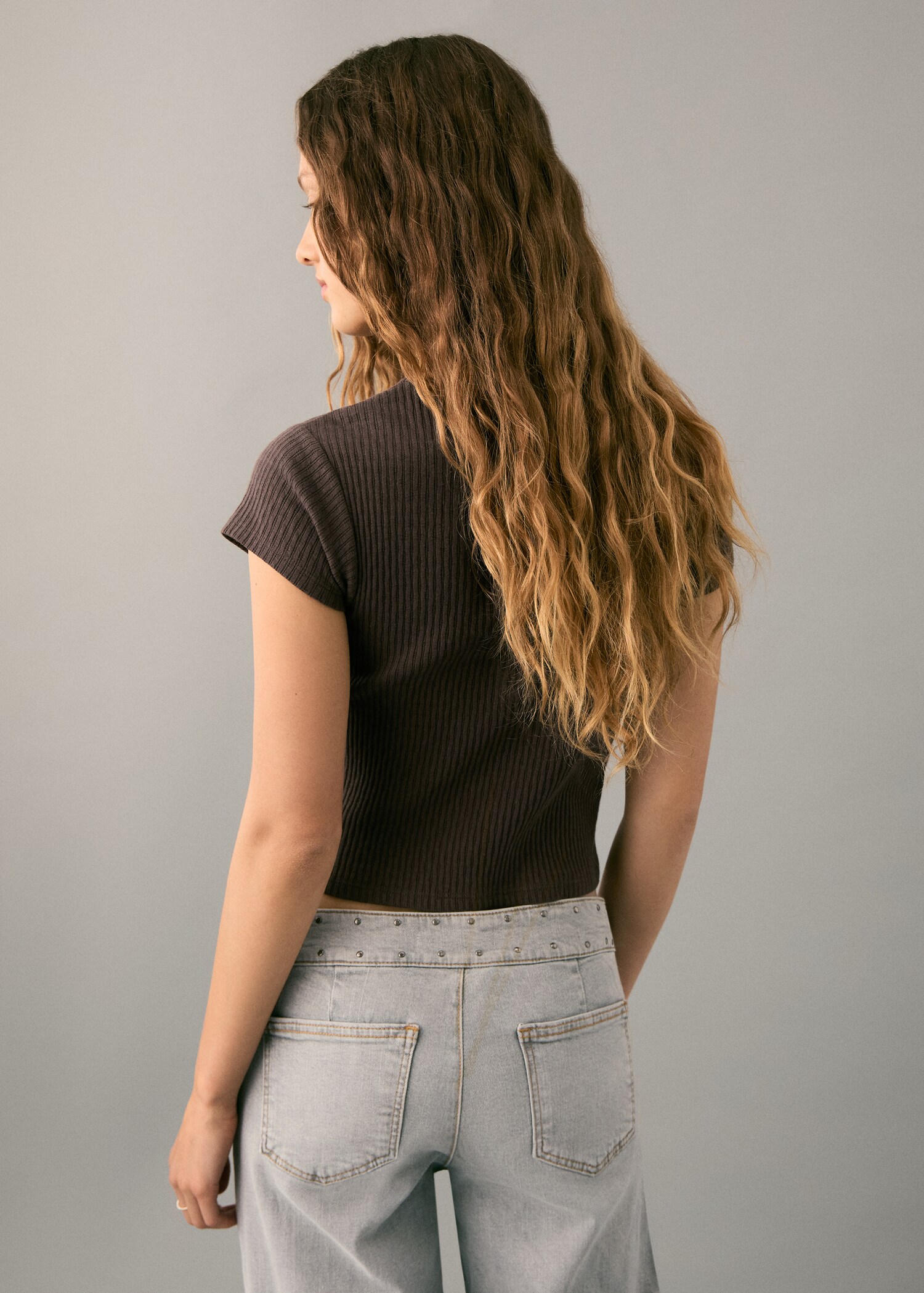 T-shirt manches courtes maille côtelée - Verso de l’article