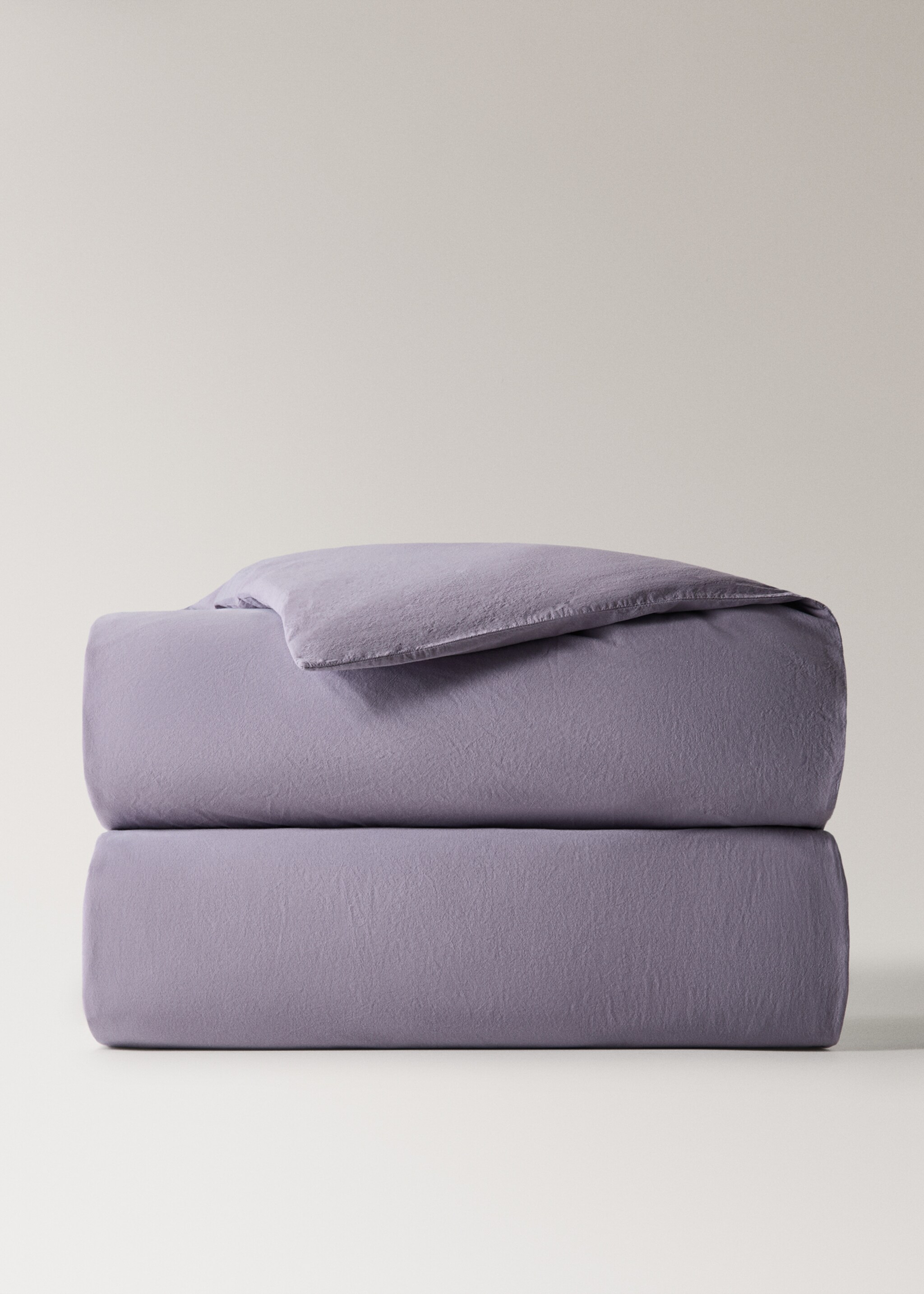 Garment-dyed cotton duvet cover for 150/160cm bed - Article without model, Light/Pastel Purple. Ref: 27002920-00.