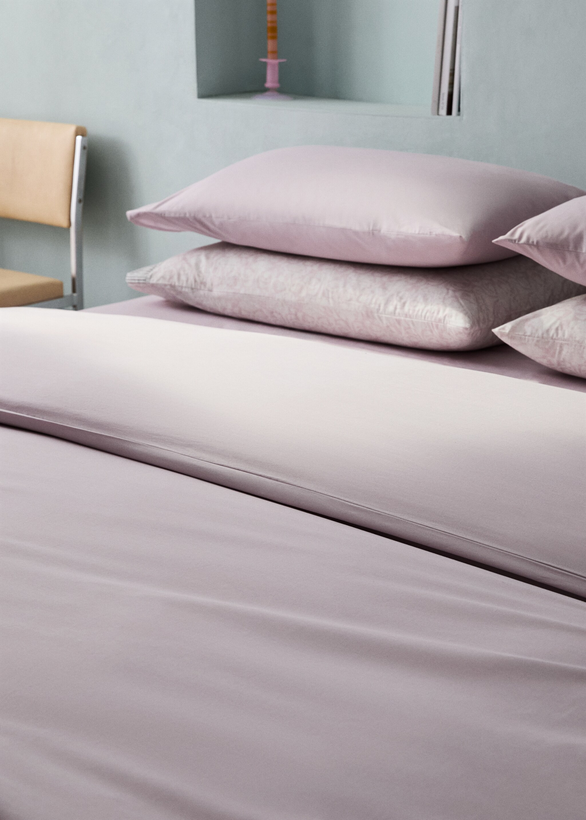 200-thread count percale cotton duvet cover for 150/160 cm bed - Details of the article 7, Light/Pastel Purple. Ref: 27002924-00.