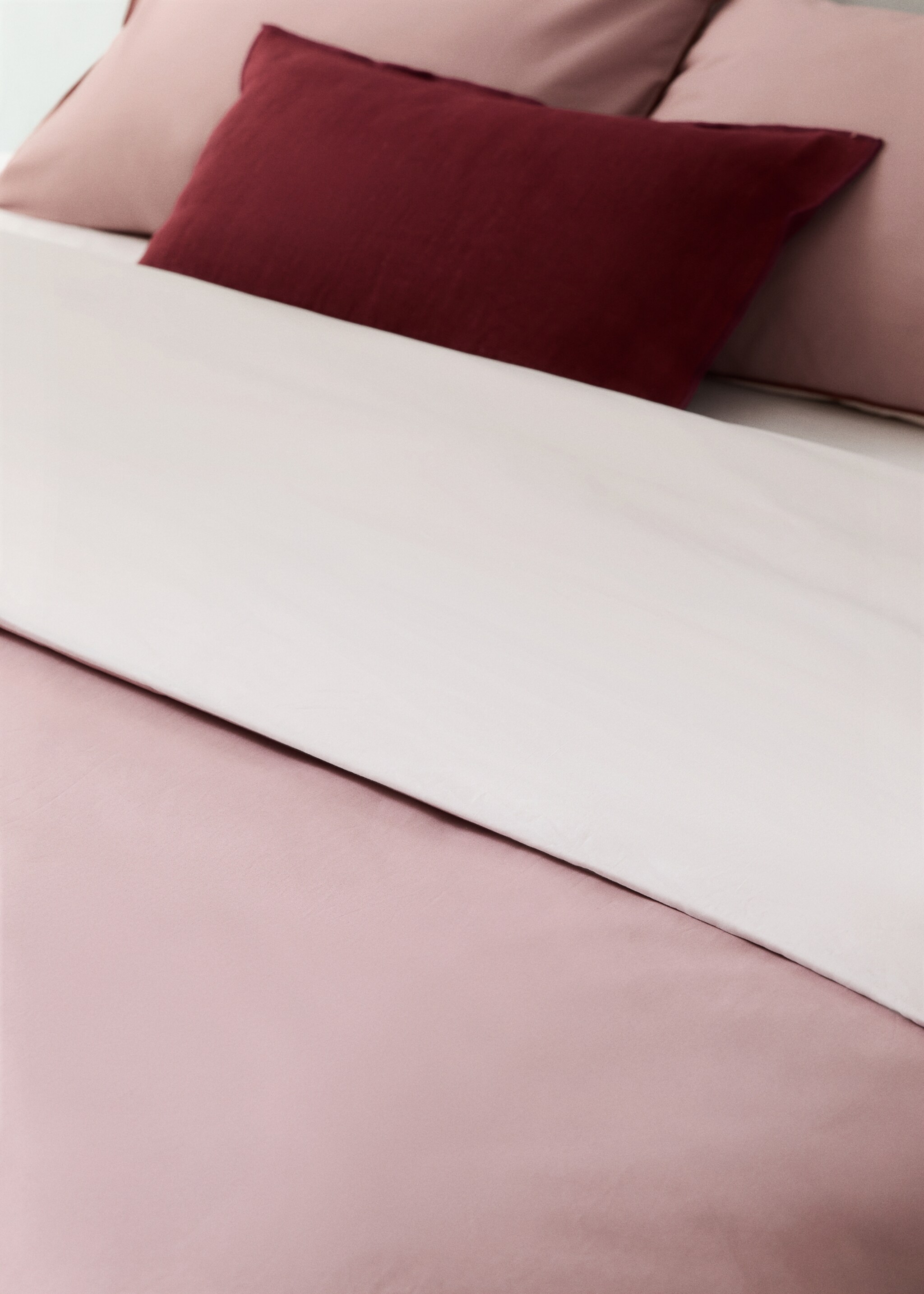 Copripiumino percalle di cotone colore reversibile letto 180/200 cm - Dettaglio dell'articolo 7, Rosa. Ref: 27002931-00.