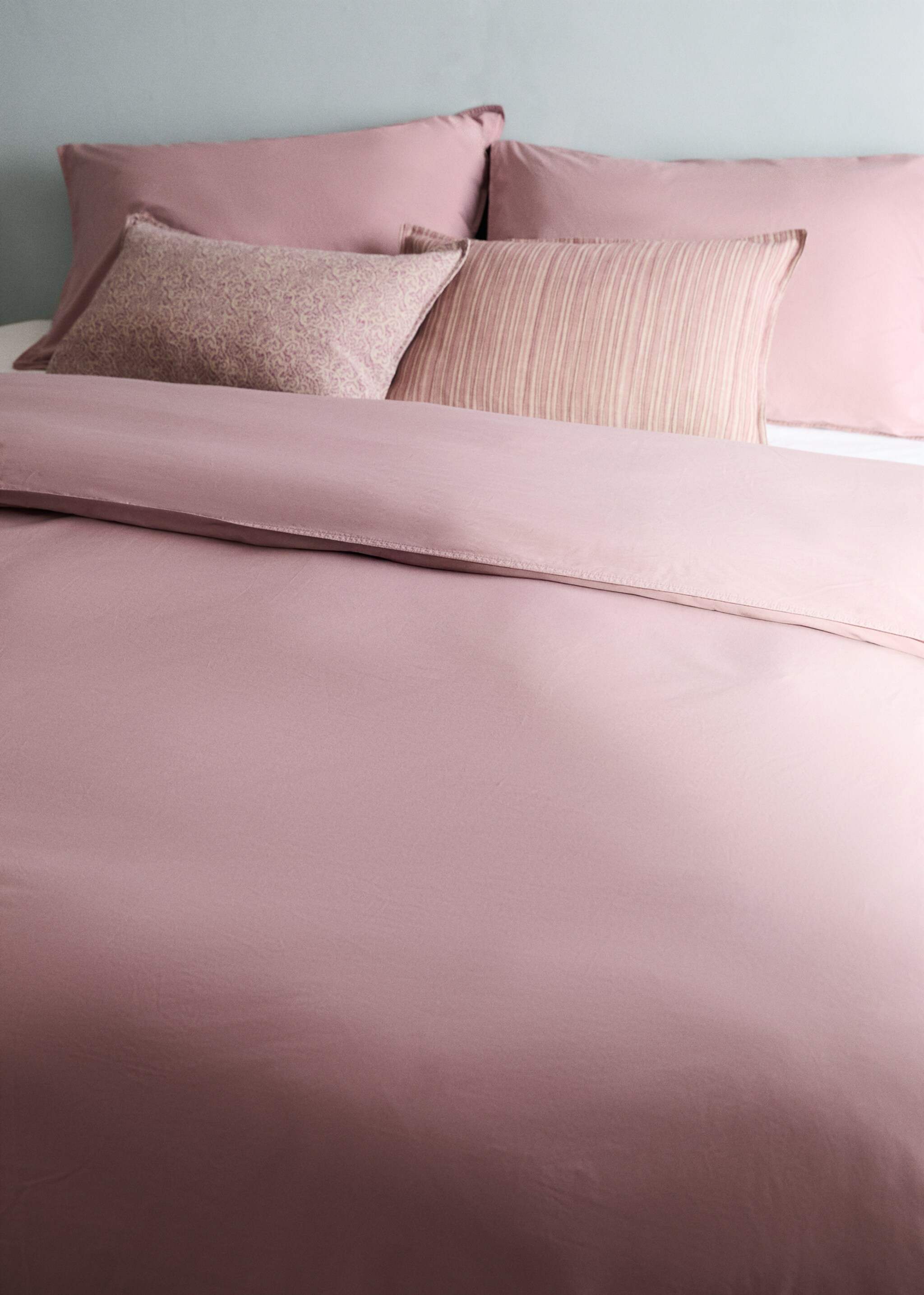 Double stitched duvet cover, 300 thread count cotton, Bed 150/160 cm - Details of the article 7, Pale Pink. Ref: 27002935-00.