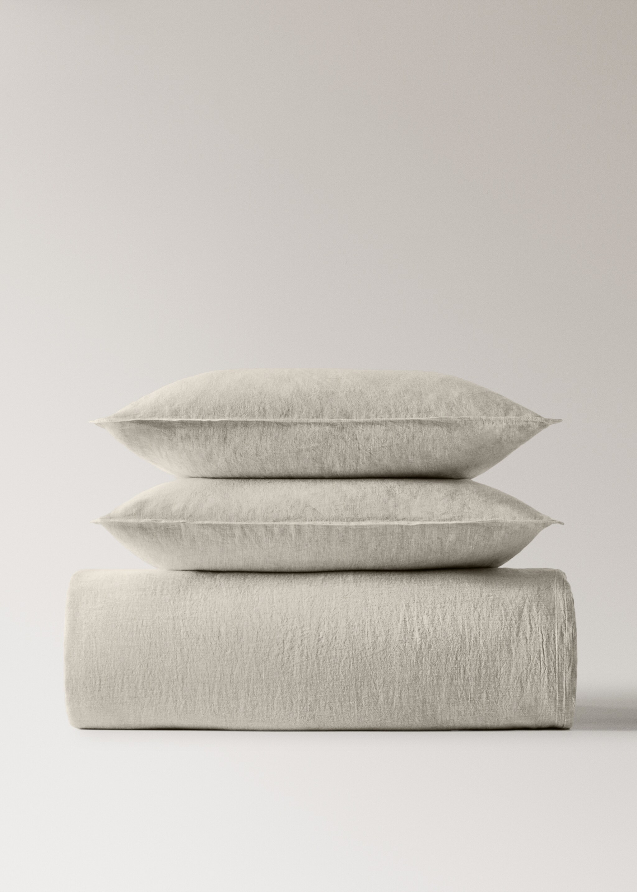 Washed linen duvet cover for 135/140 cm bed - Article without model, Sand. Ref: 27002948-00.