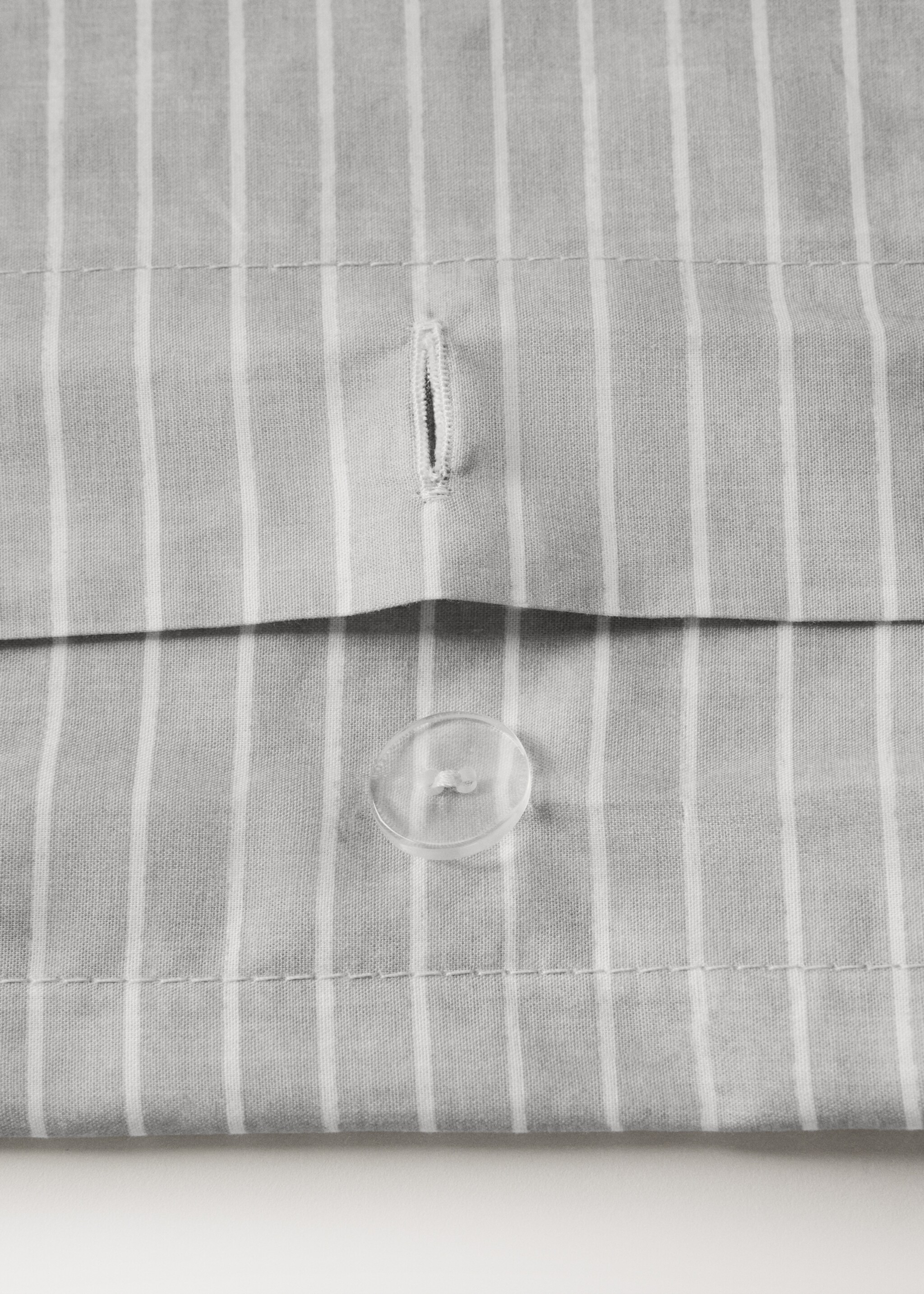 500 threads percale cotton striped duvet cover King bed - Details of the article 2, Light/Pastel Grey. Ref: 27002955-00.