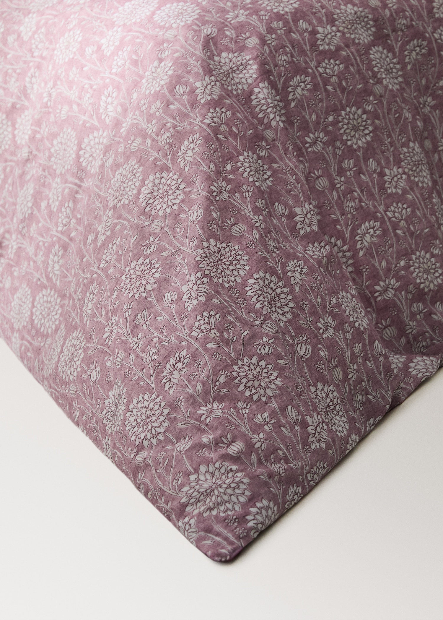 Reversible percale cotton duvet cover with stripes and flowers for a 90 cm bed - Details of the article 8