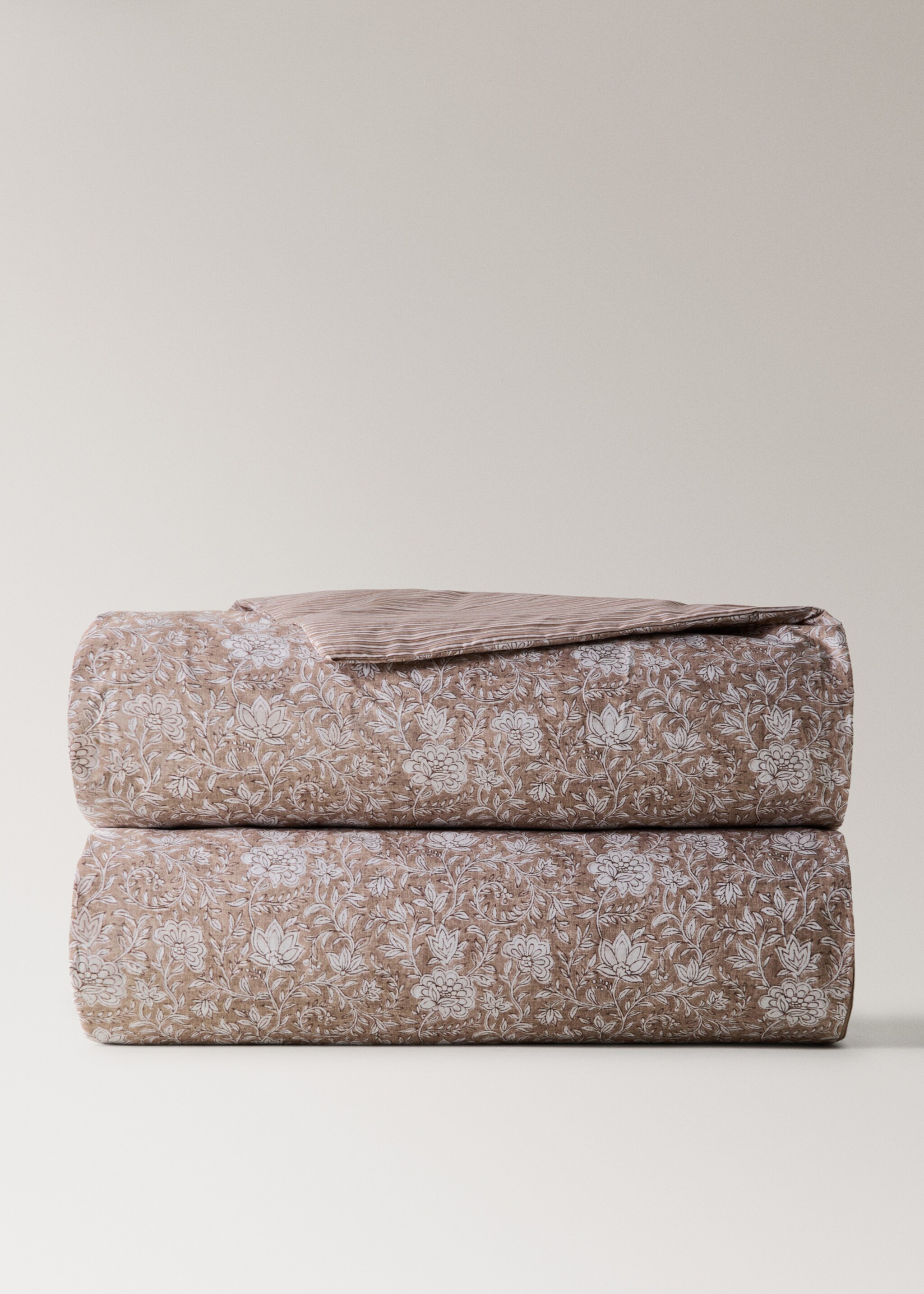 Fine Stripe Print Duvet Cover for 150/160 cm Bed - Article without model, Tobacco Brown. Ref: 27002972-00.