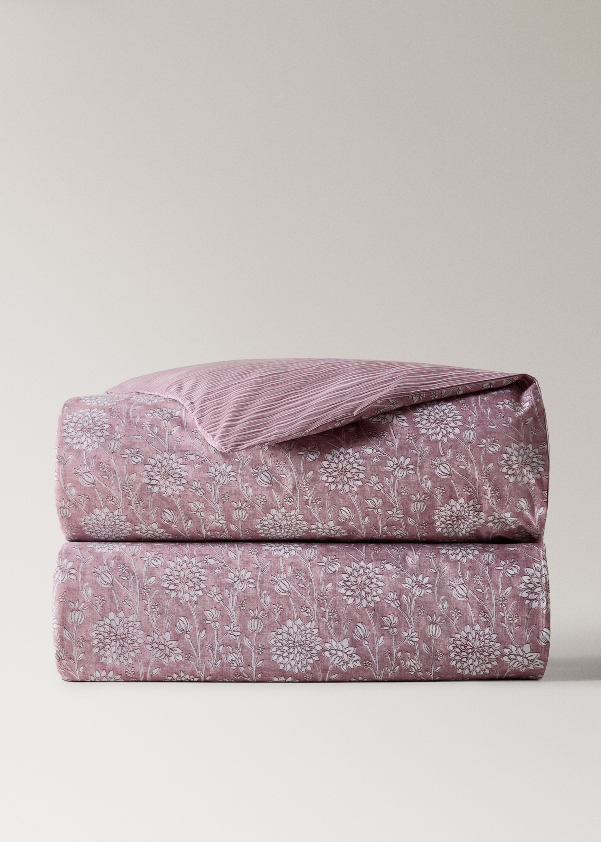Fine stripe print duvet cover for bed 150/160 cm - Article without model, Pale Pink. Ref: 27002972-00.