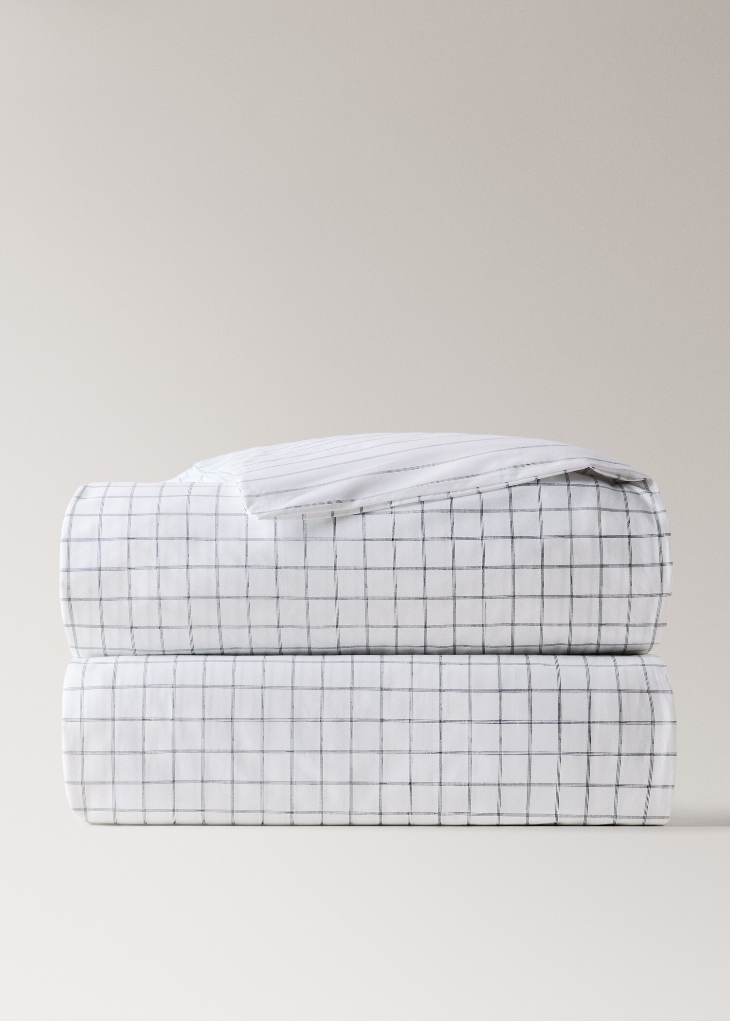 Reversible check and stripe duvet cover for 90 cm bed - Details of the article 3