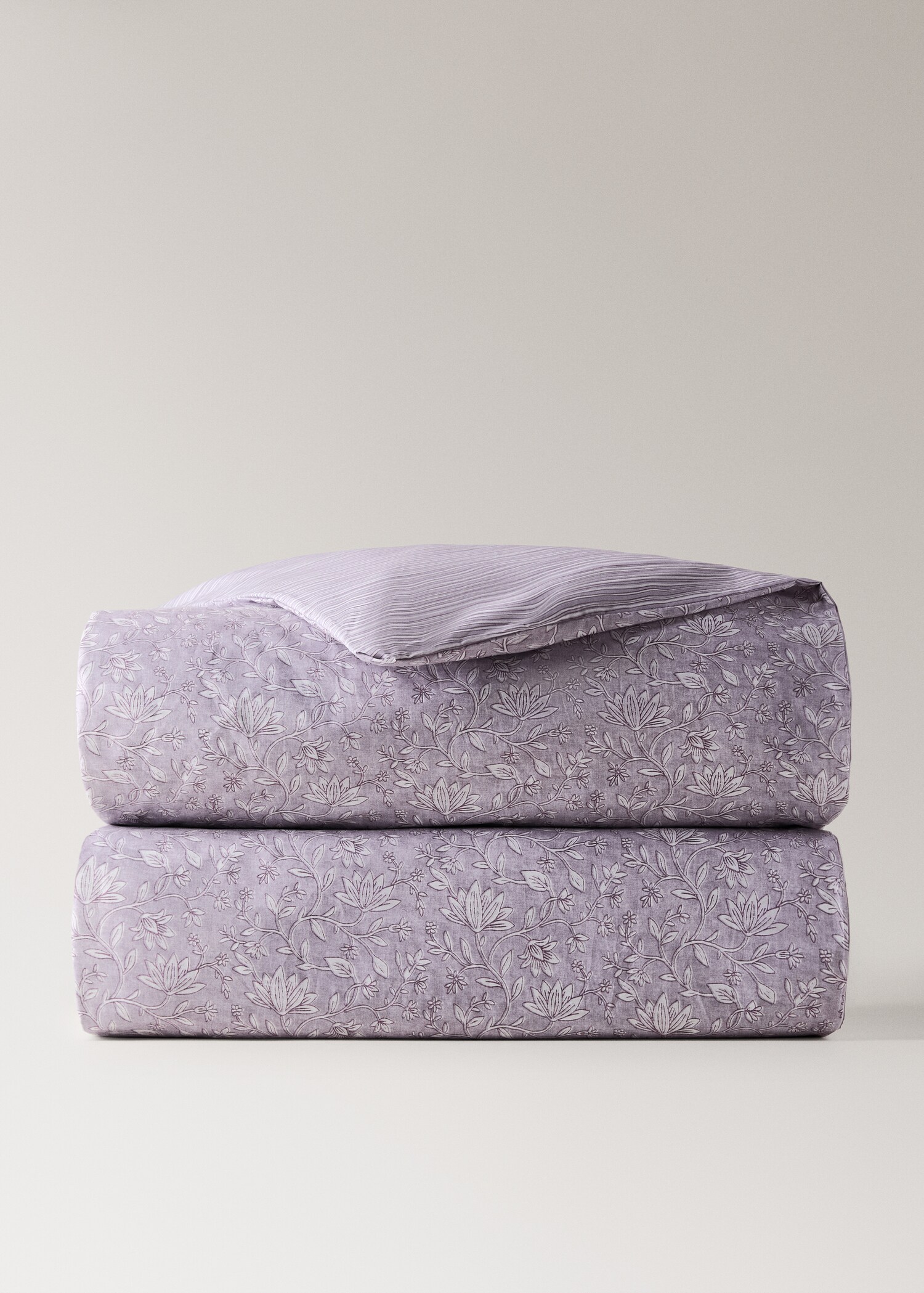 Housse de couette réversible fleurs rayures Lit 90 cm - Article sans modèle