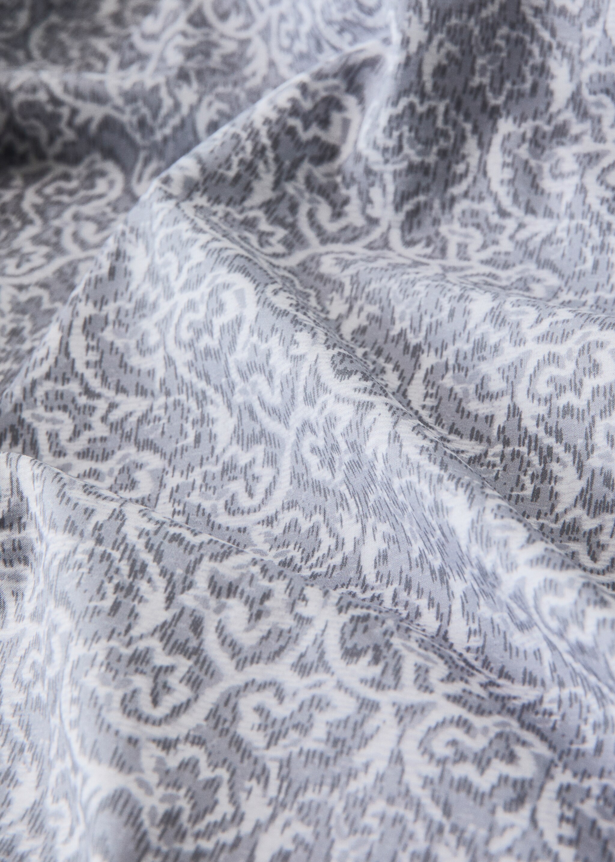 Decorative floral percale duvet cover with striped border for 150/160 cm bed - Details of the article 1, Light/Pastel Grey. Ref: 27002997-00.