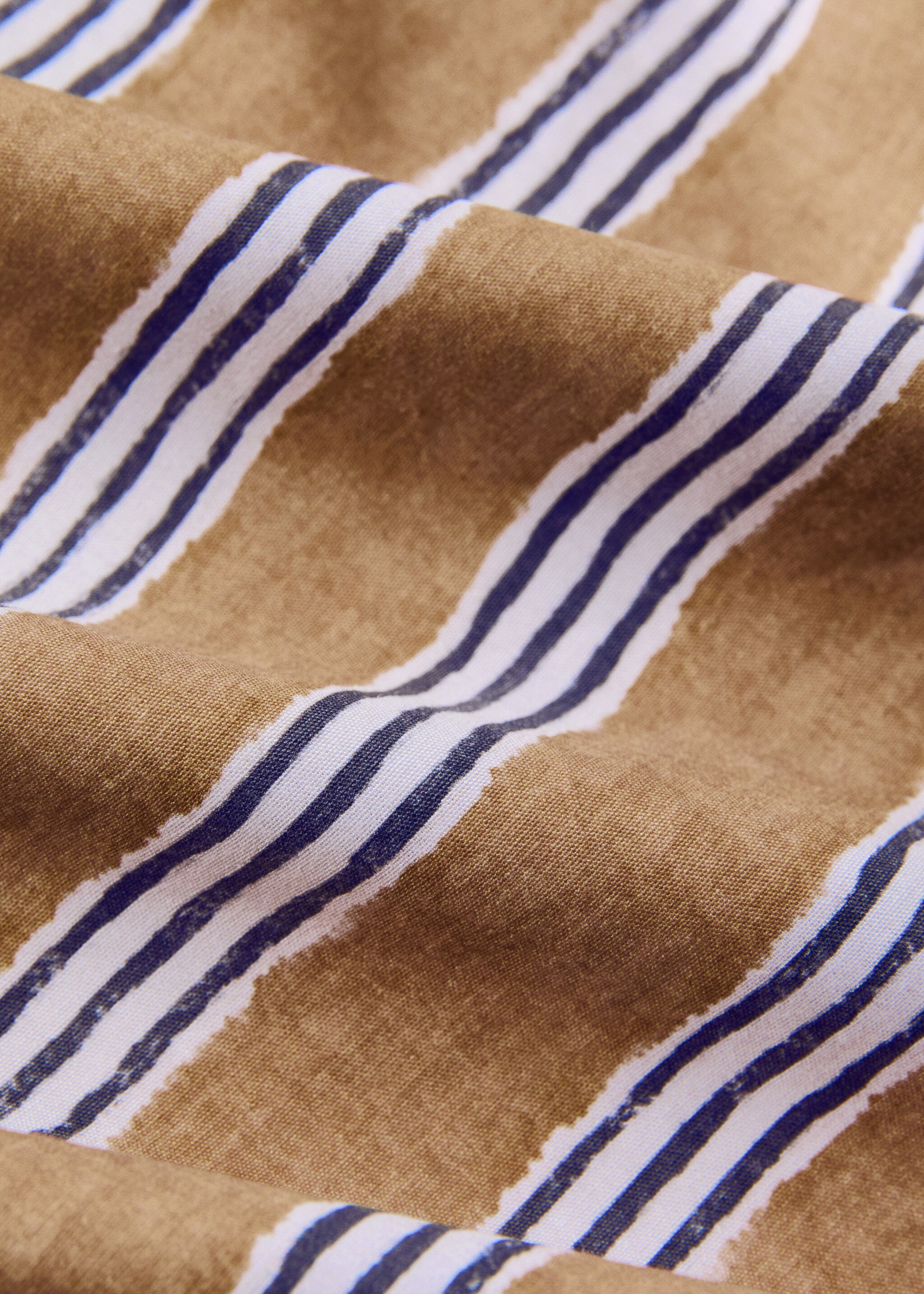 Tricolour striped percale cotton duvet cover for a 90cm bed - Details of the article 1, Ochre. Ref: 27002999-00.