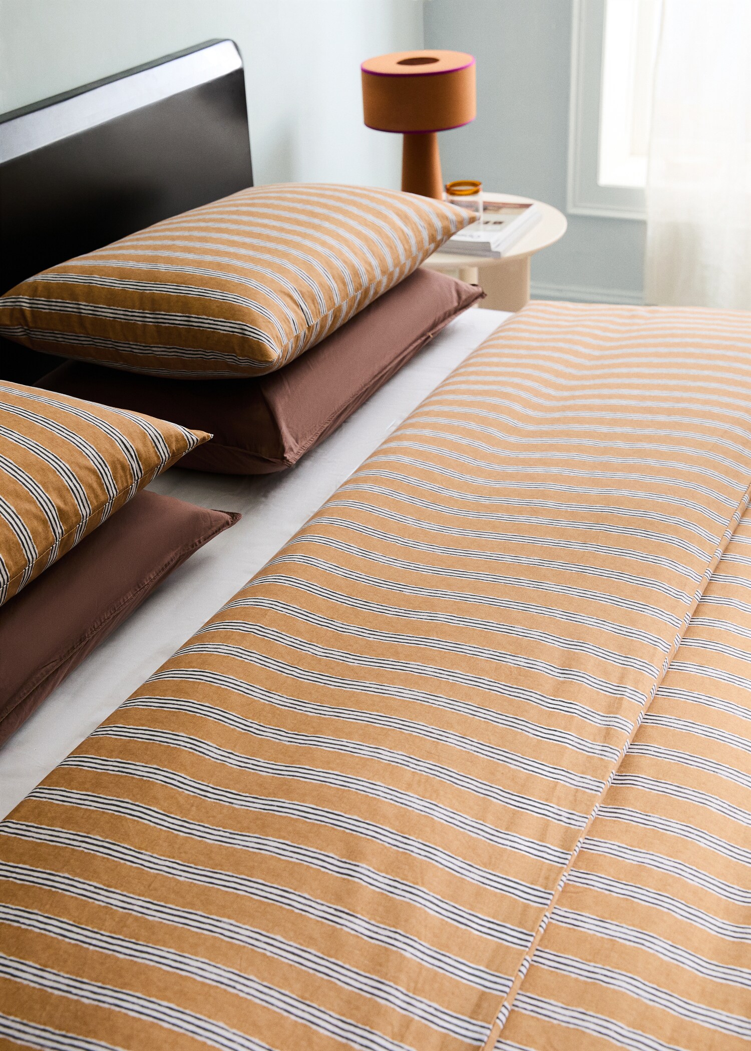 Tricolour striped percale cotton duvet cover for 180/200cm bed - Details of the article 7