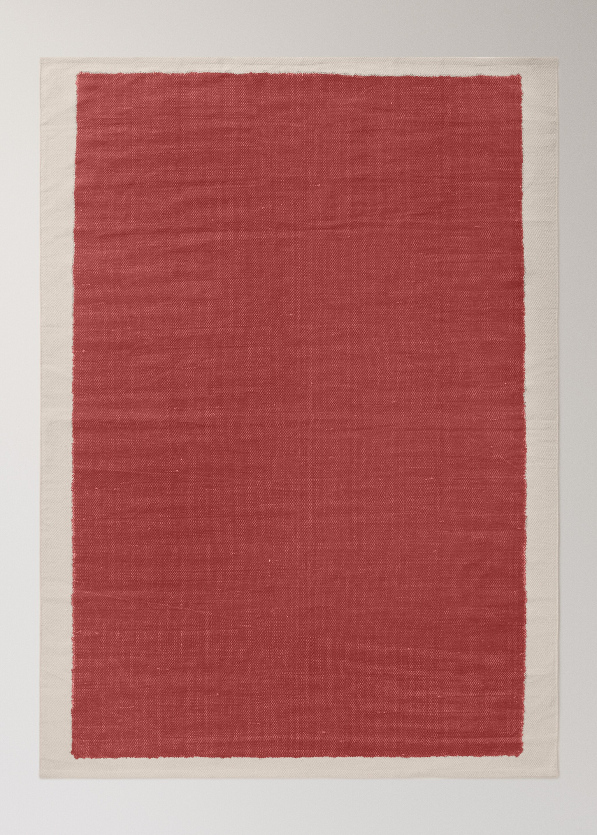 Bicolour printed cotton carpet - Article without model, Red. Ref: 27003285-00.