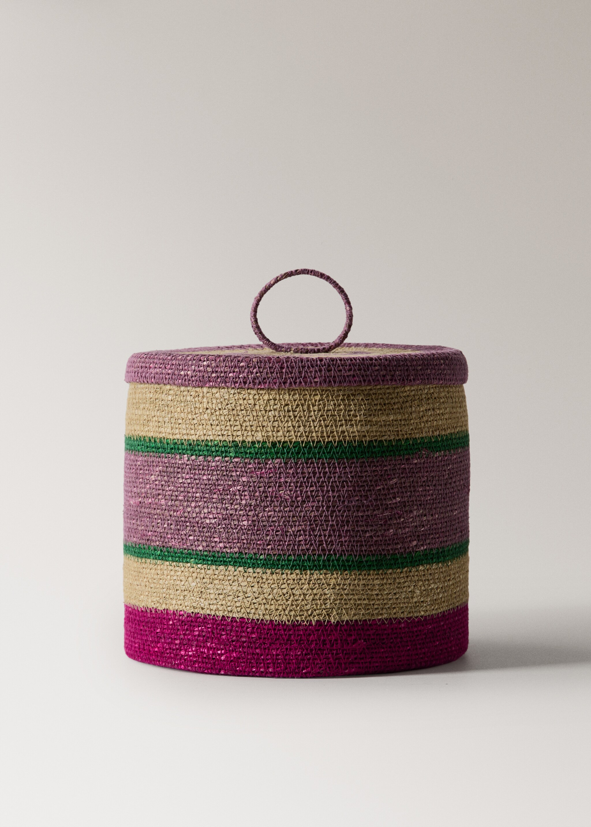 100% seaweed basket with lid medium colours - Article without model, Orange. Ref: 27003287-00.