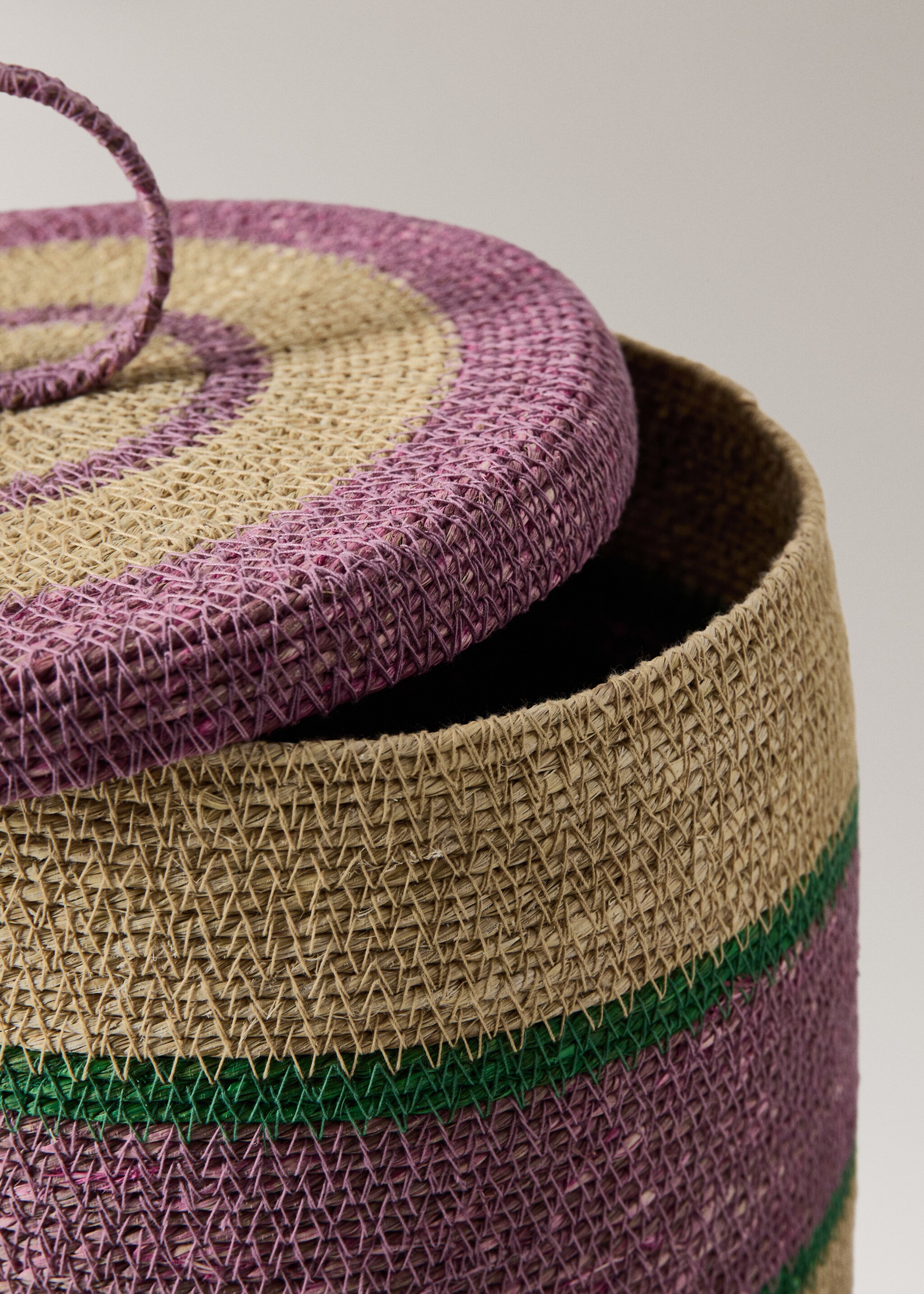 100% seaweed basket with lid medium colours - Details of the article 1, Orange. Ref: 27003287-00.