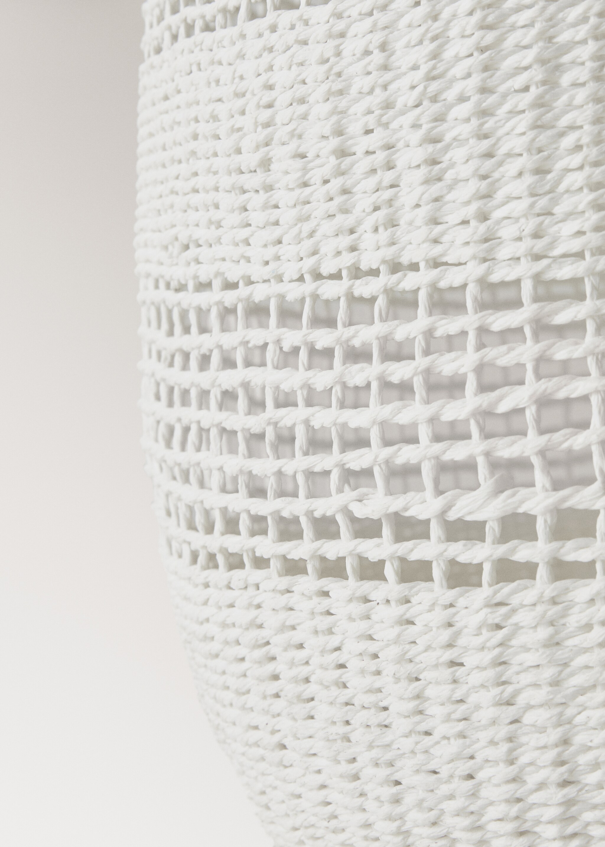 Decorative paper basket with handles - Details of the article 2, White. Ref: 27003301-00.