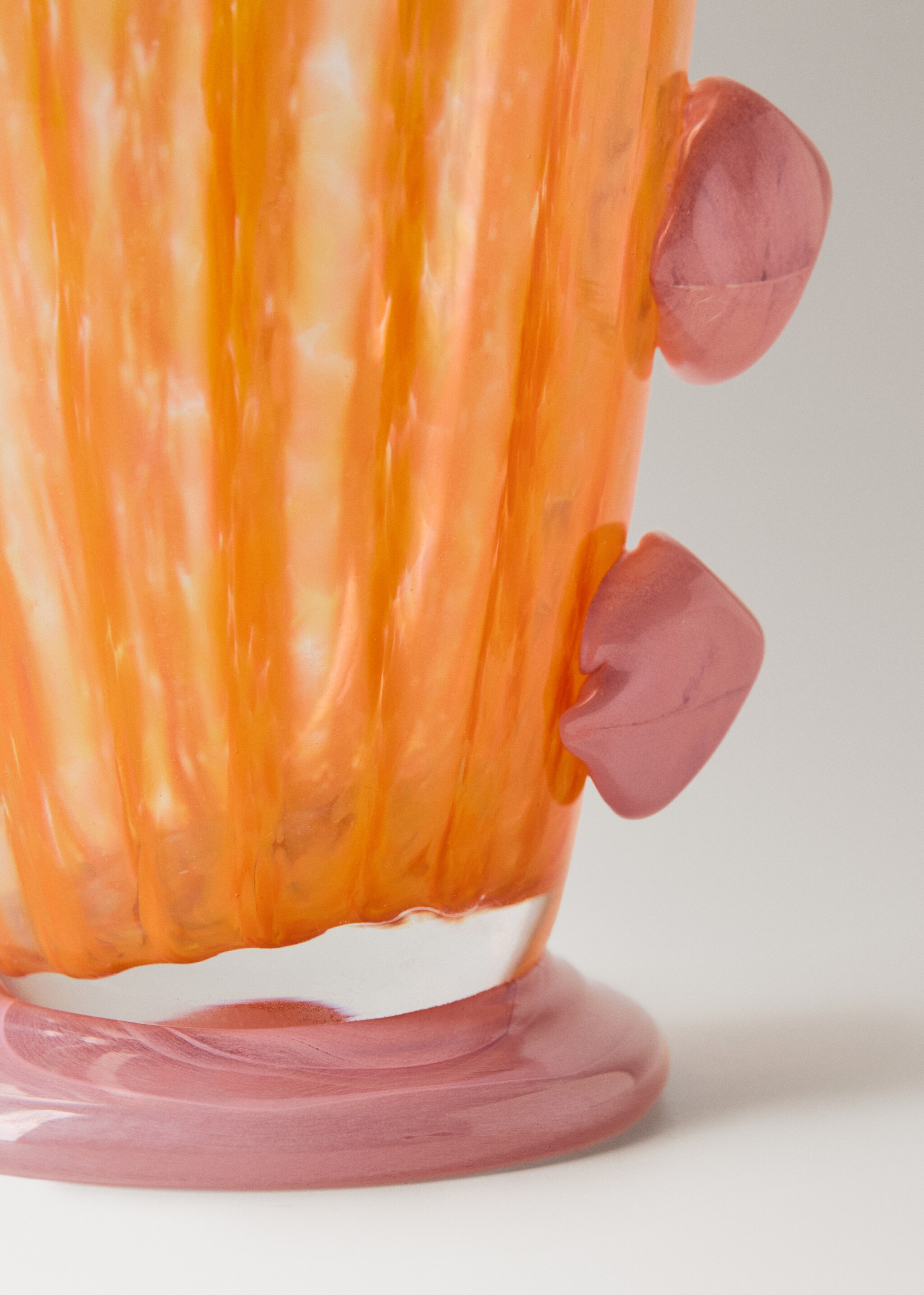 Blown glass vase, coloured - Details of the article 2, Neon Orange. Ref: 27003311-00.