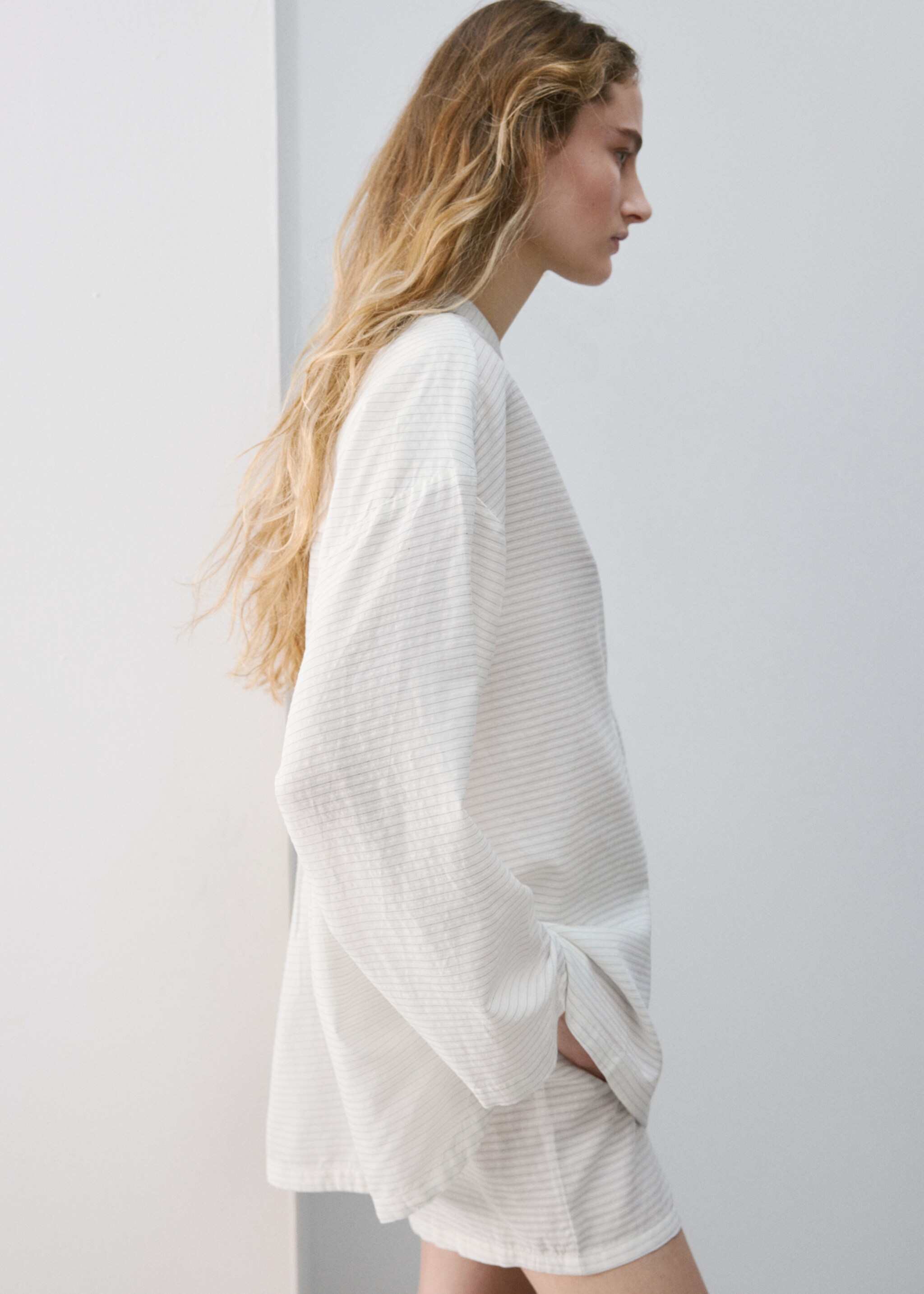 Shorts pijama ratlles - Detall de l'article 1, Blanc. Ref: 27003332-00.