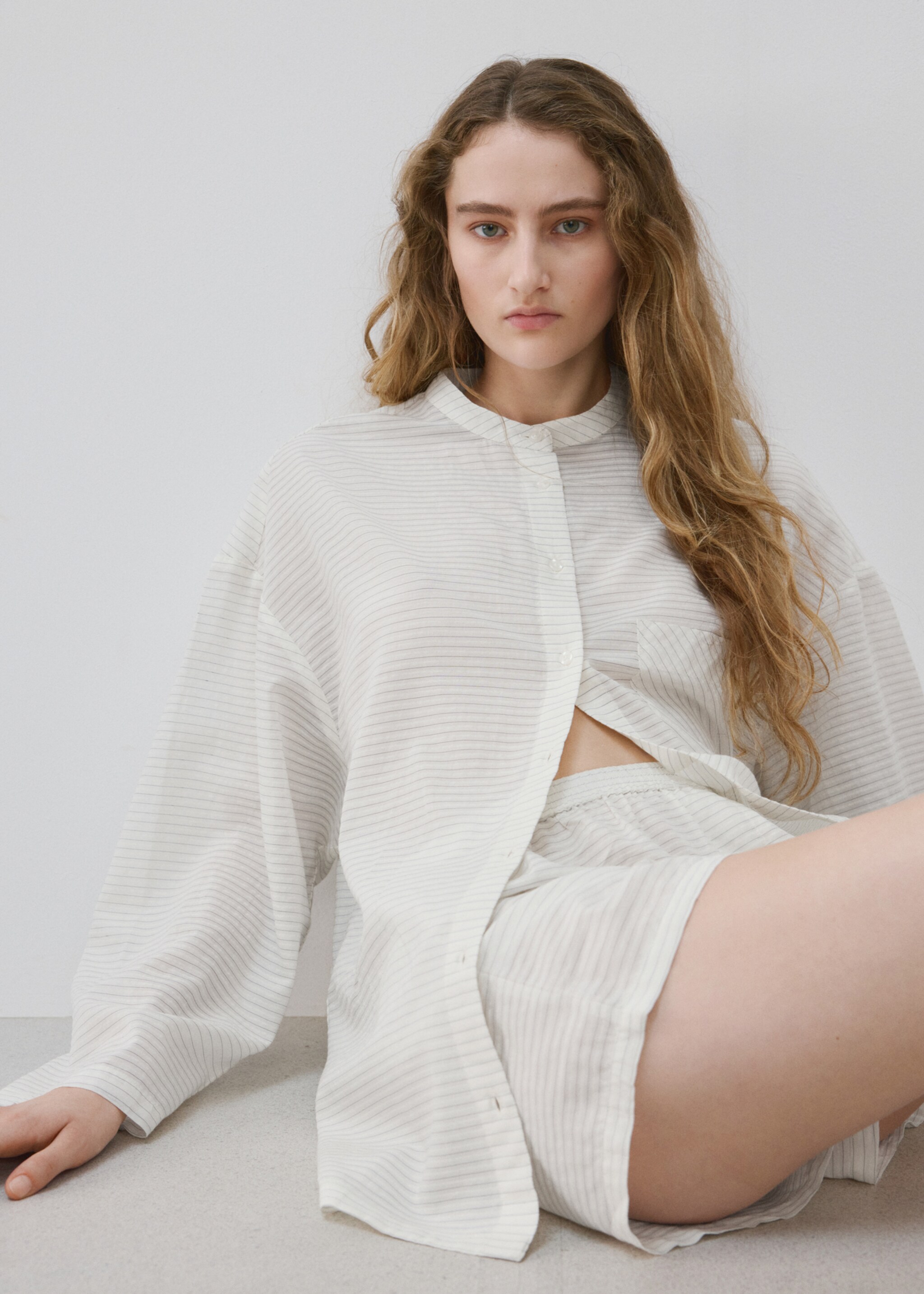 Shorts pijama ratlles - Detall de l'article 2, Blanc. Ref: 27003332-00.