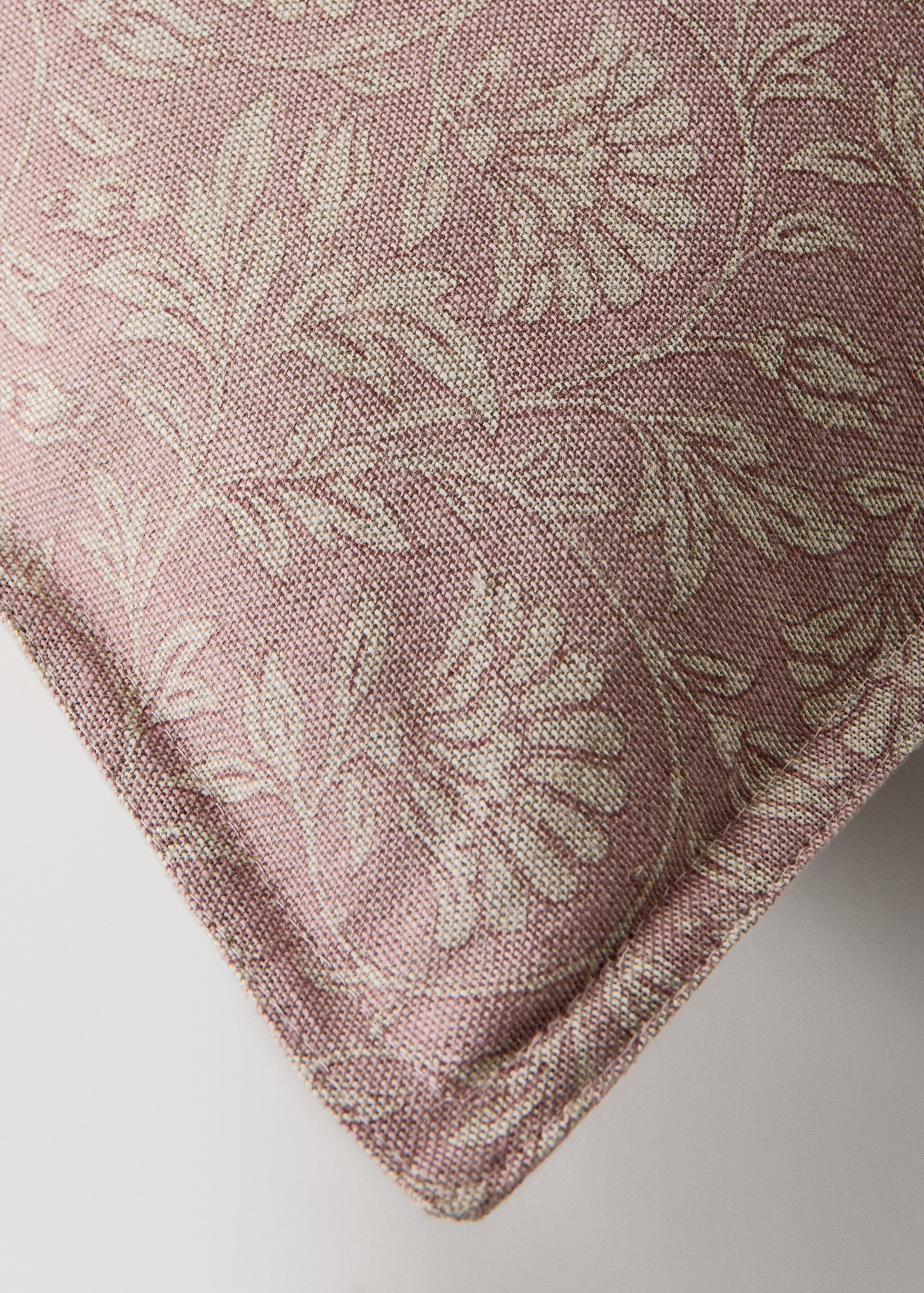 Floral cotton linen cushion cover 50x50cm - Details of the article 1, Pink. Ref: 27003355-00.