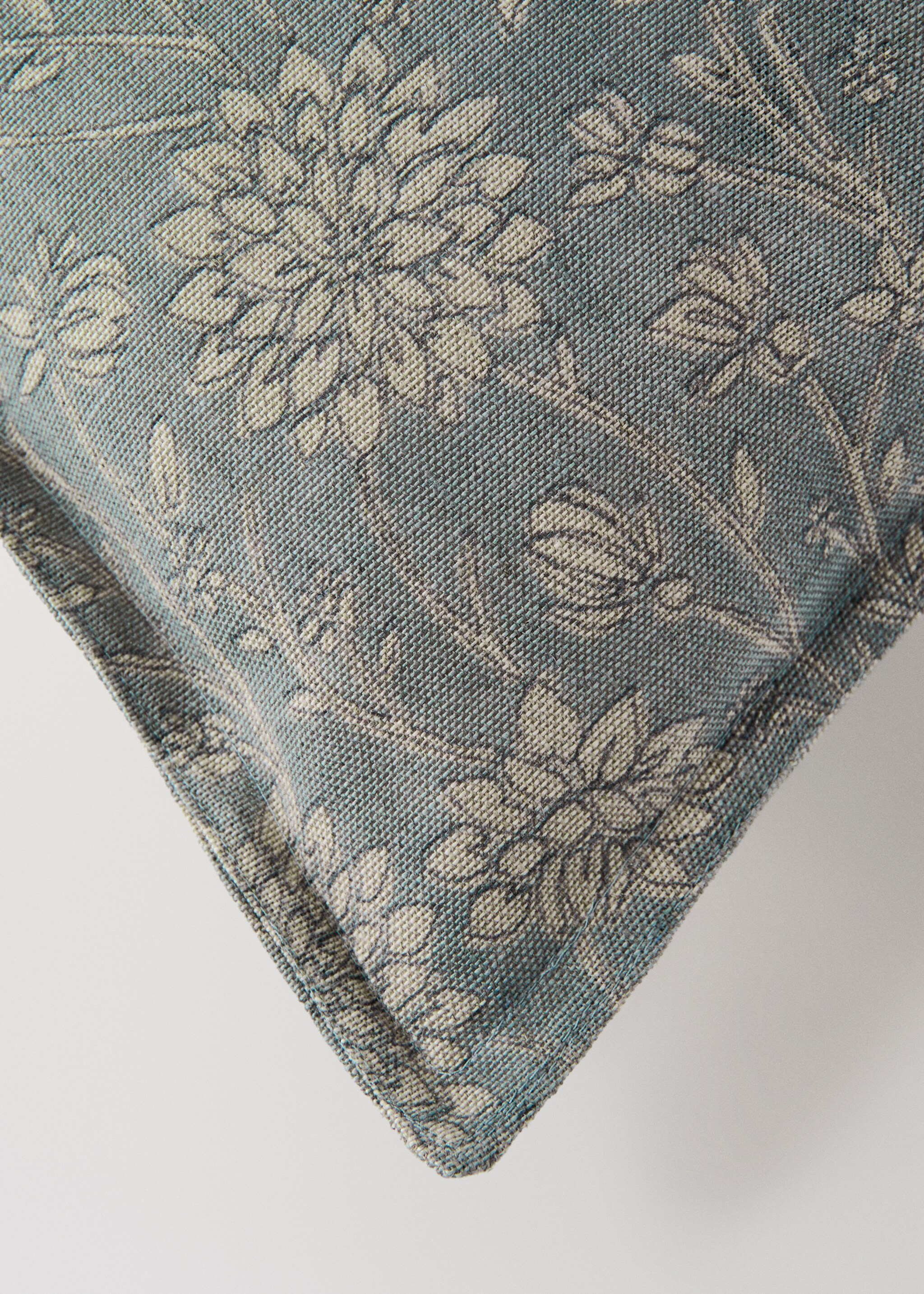 Наволочка з льону та бавовни з квітковим принтом, подвійним швом, 40x60 см - Детальніше про товар 1, Синій. Ref: 27003367-00.