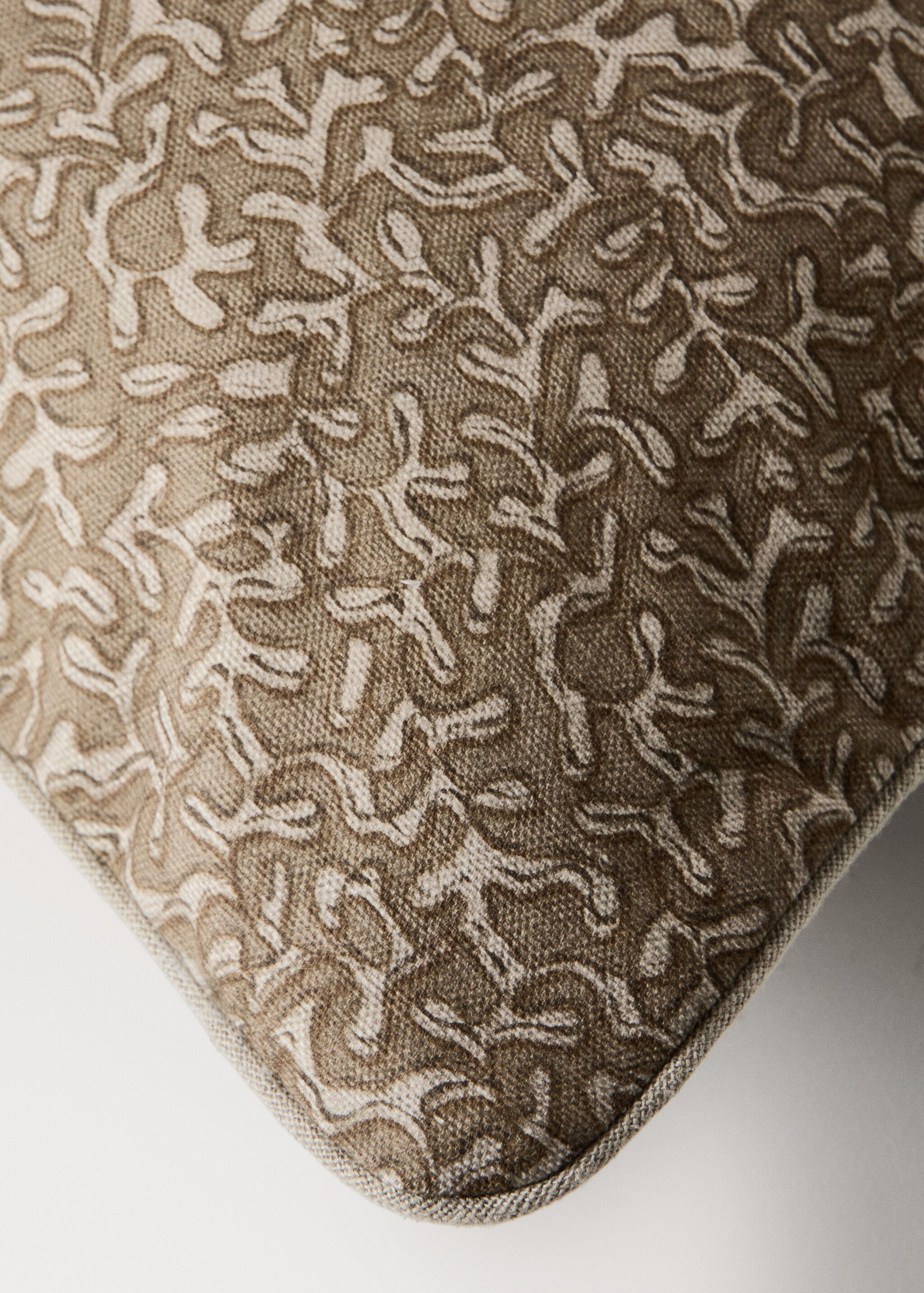 Natural printed cotton cushion cover 50x50 cm - Details of the article 1, Burnt Orange. Ref: 27003369-00.