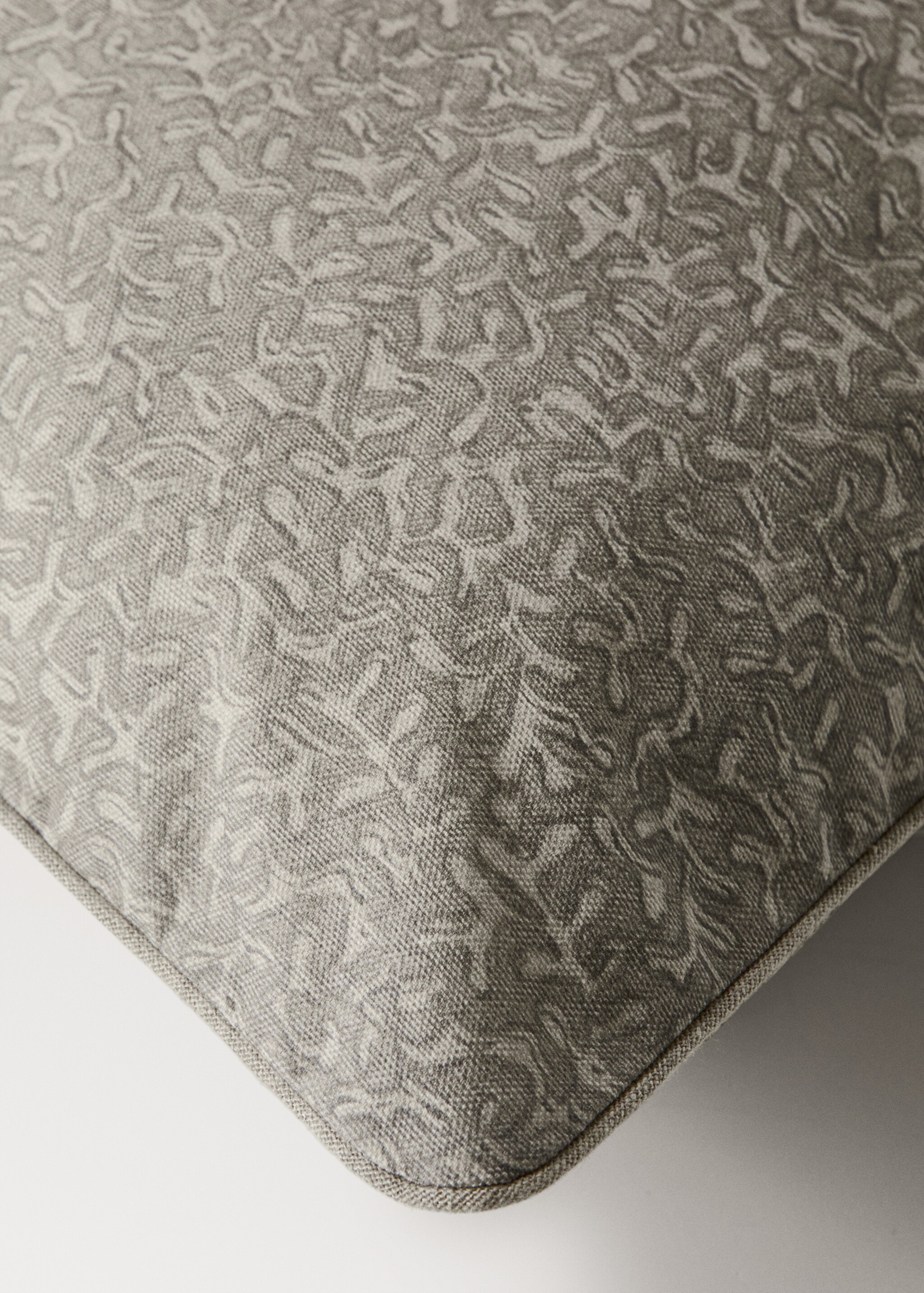 Natural printed cotton cushion cover 50x50 cm - Details of the article 1, Grey. Ref: 27003369-00.
