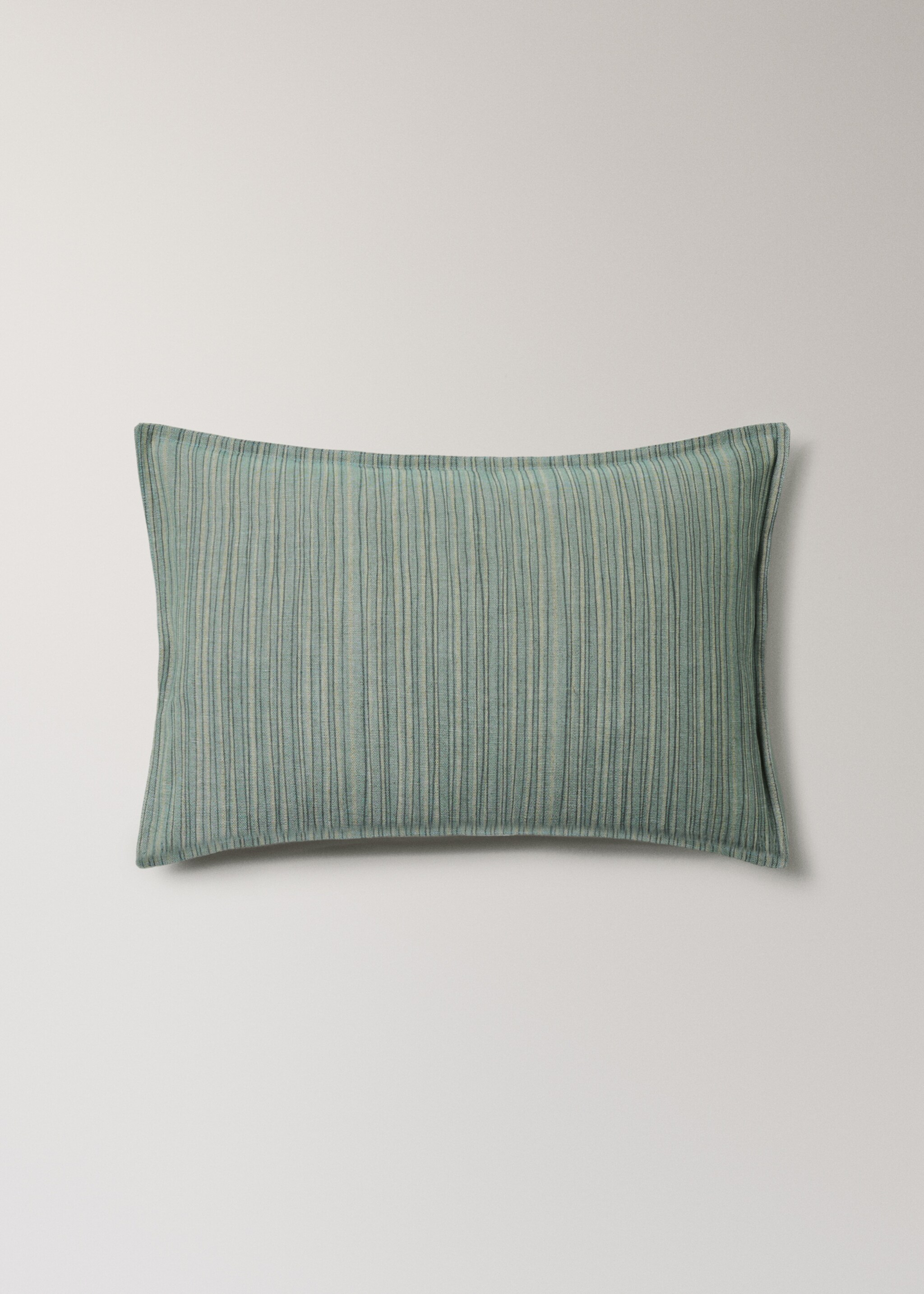 Linen cotton cushion cover with fine stripe 40x60cm - Article without model, Aqua Green. Ref: 27003370-00.