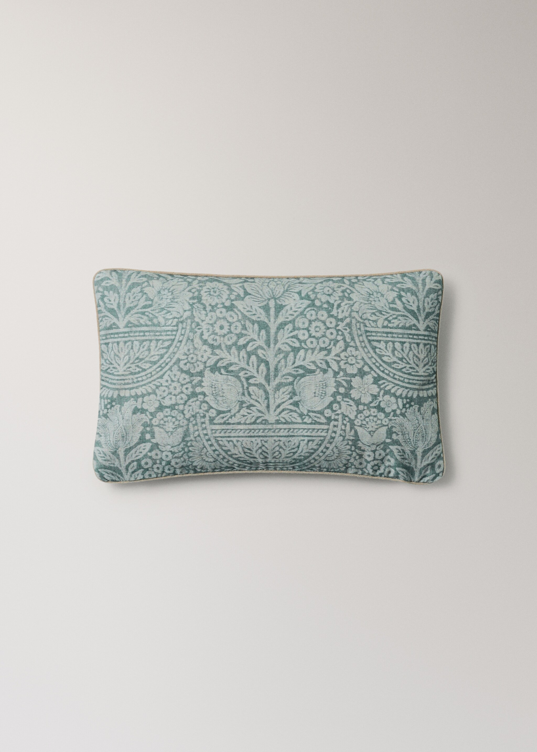 Наволочка з бавовни з квітковим принтом 30x50см - Товар без моделі, Водяна зелень. Ref: 27003372-00.