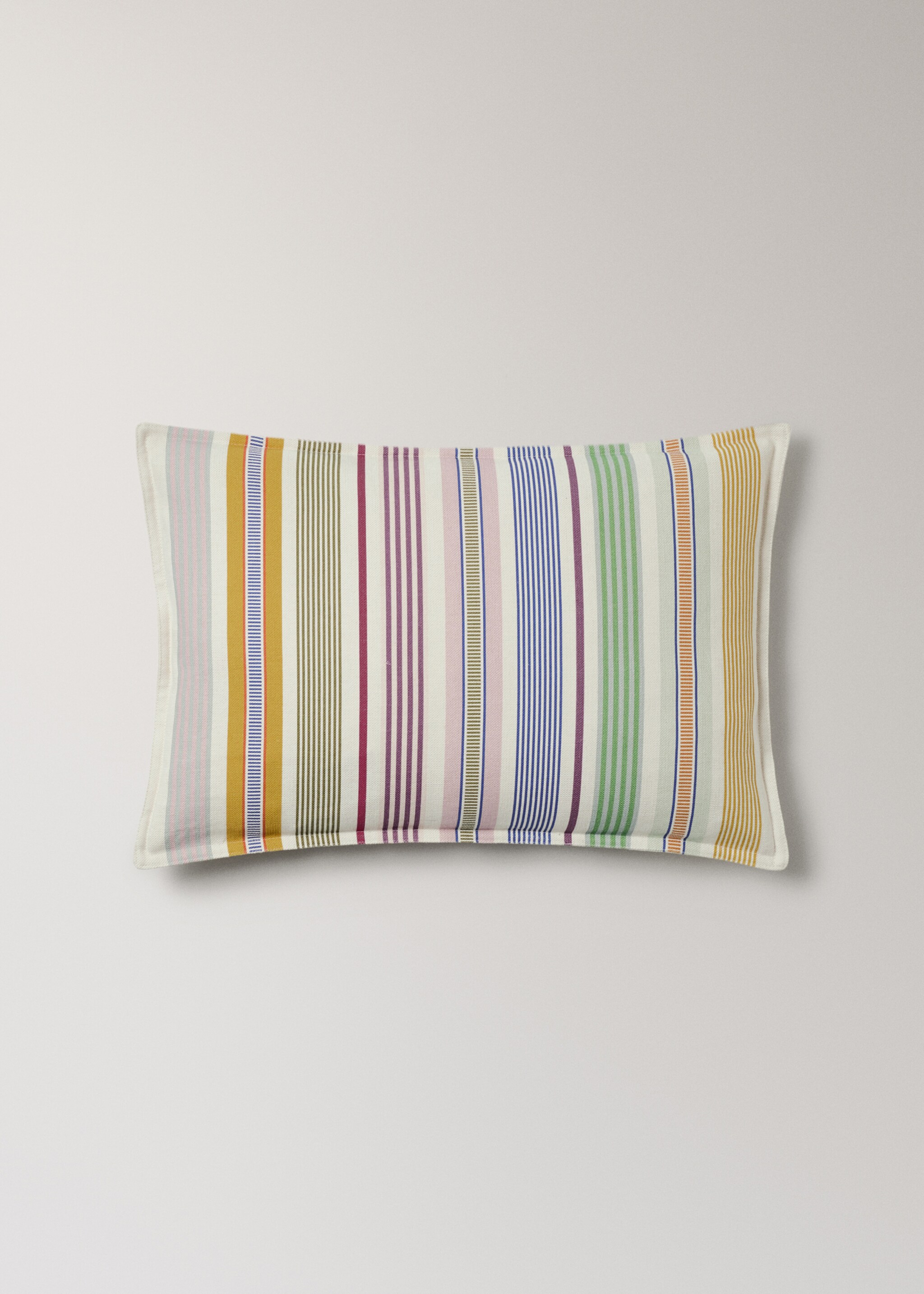 Multistriped linen cotton cushion cover 40x60 cm - Article without model, Blue. Ref: 27003377-00.